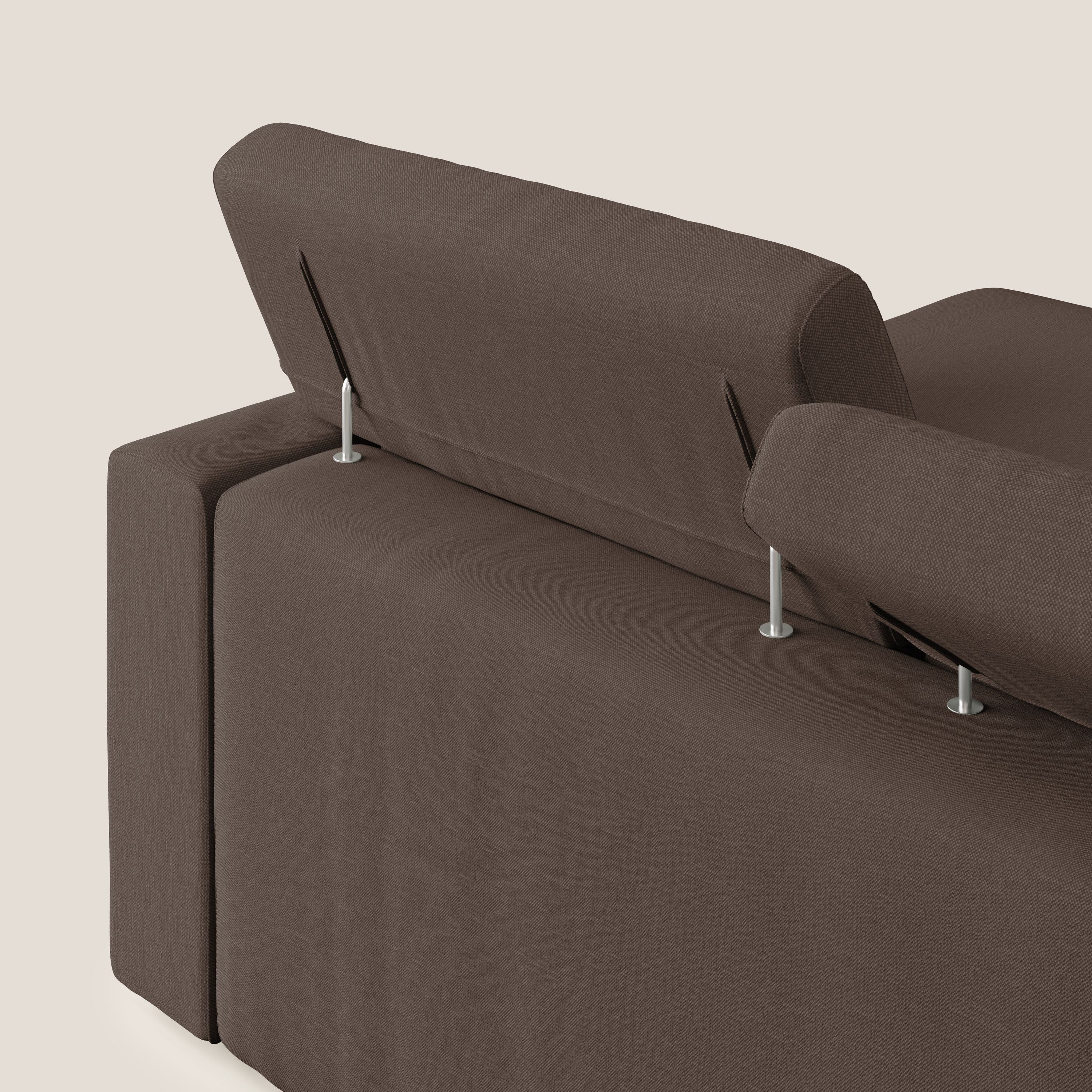 Dylan canapé d'angle avec méridienne et pouf extractible en tissu imperméable T13 marron - Image 8