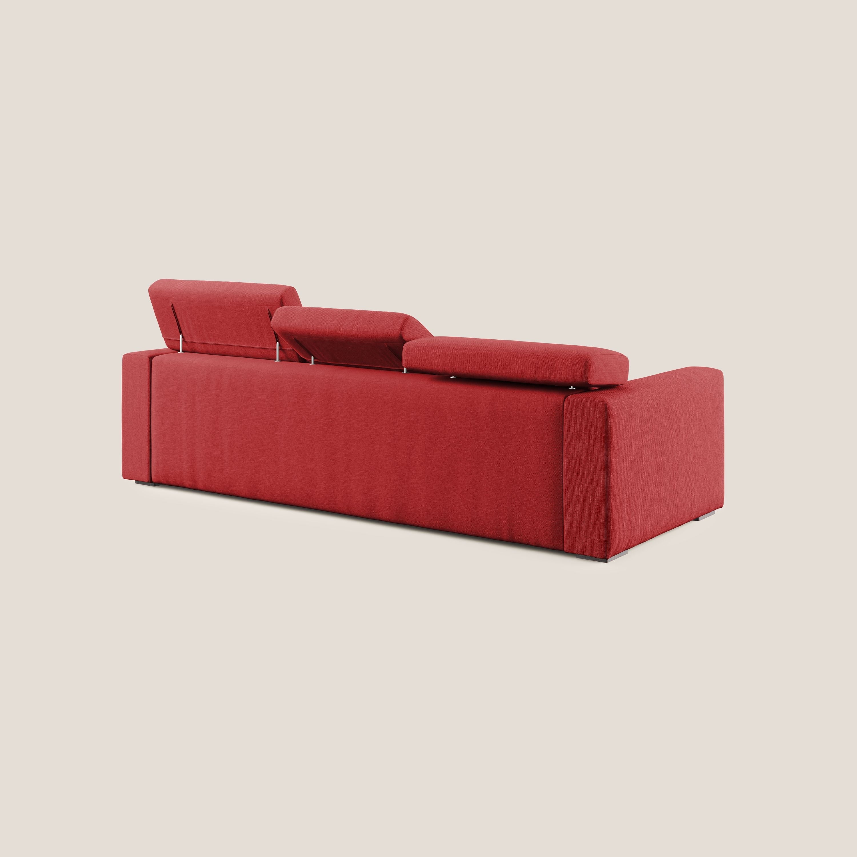 Dylan canapé d'angle avec méridienne et pouf extractible en tissu imperméable T13 rouge - Image 5