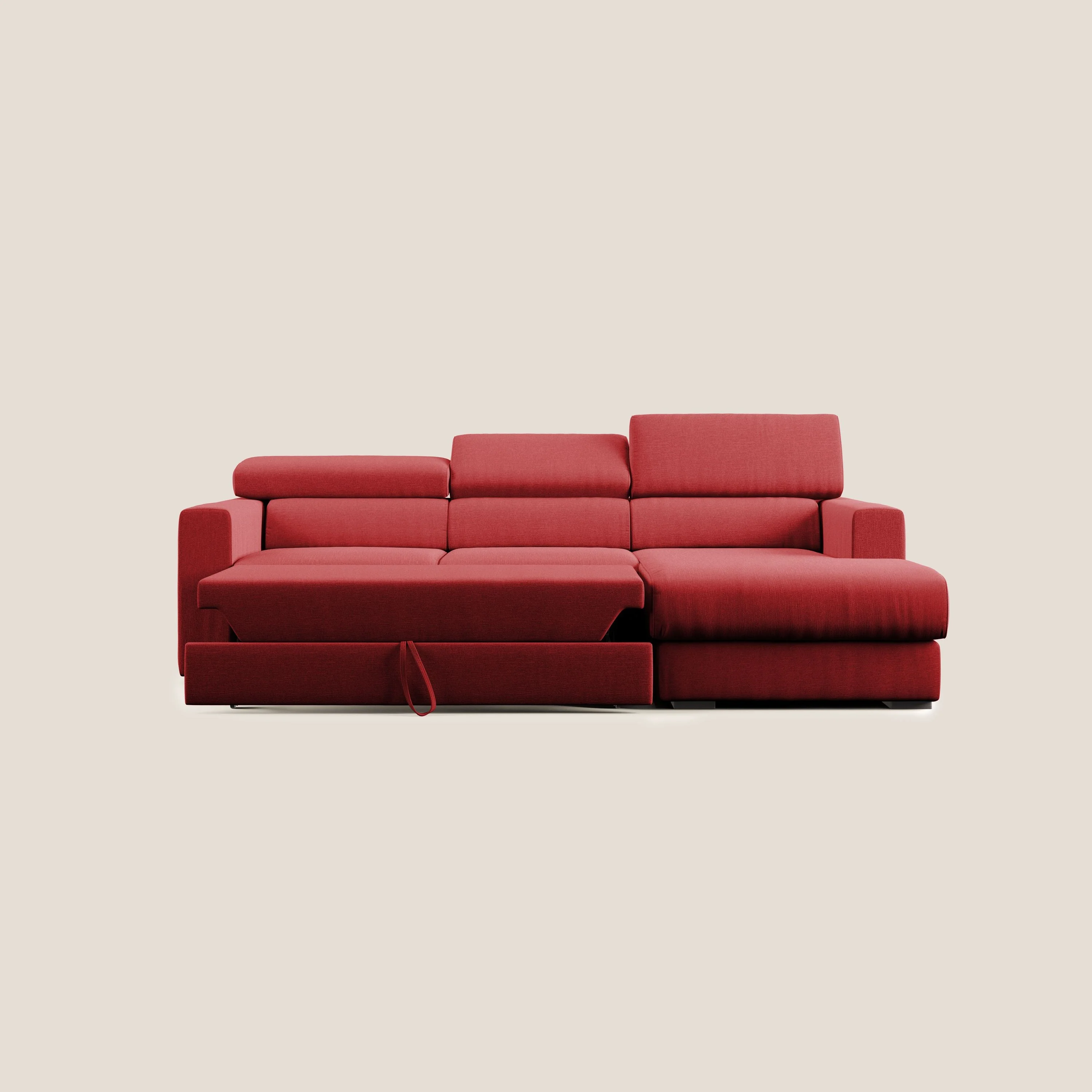 Dylan canapé d'angle avec méridienne et pouf extractible en tissu imperméable T13 rouge - Image 6