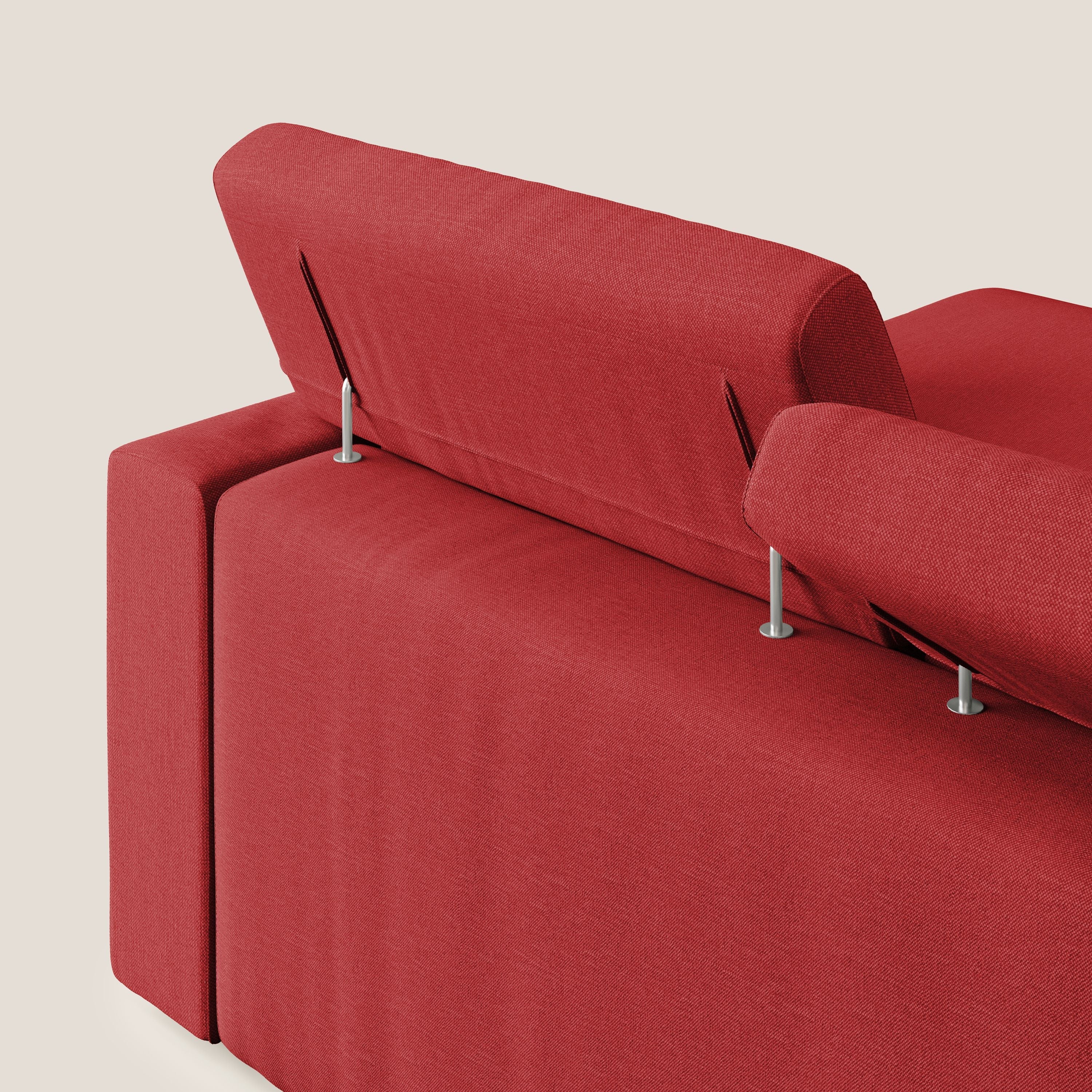 Dylan canapé d'angle avec méridienne et pouf extractible en tissu imperméable T13 rouge - Image 8