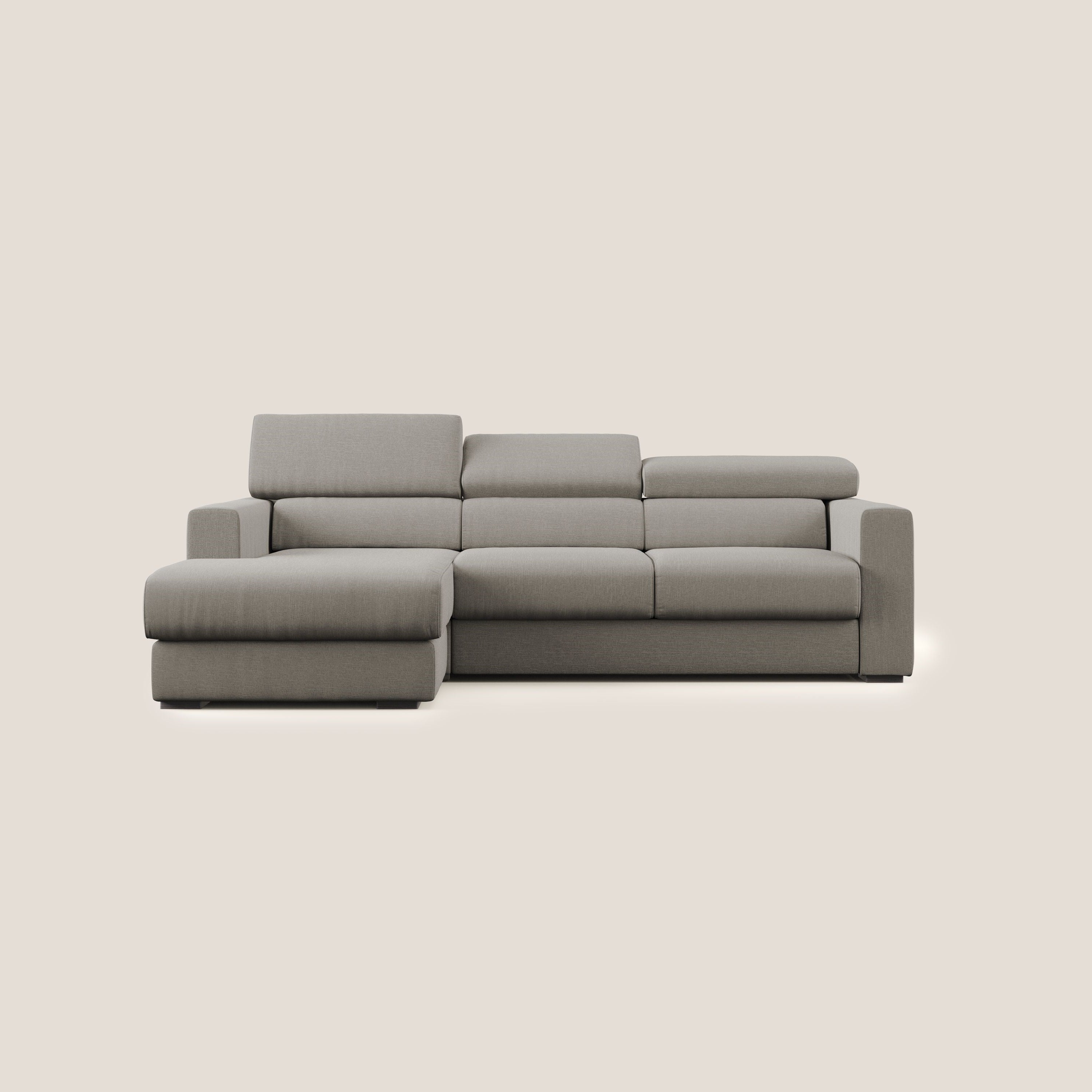 Dylan canapé d'angle avec méridienne et pouf extractible en tissu imperméable T13 Taupe  - Image 10
