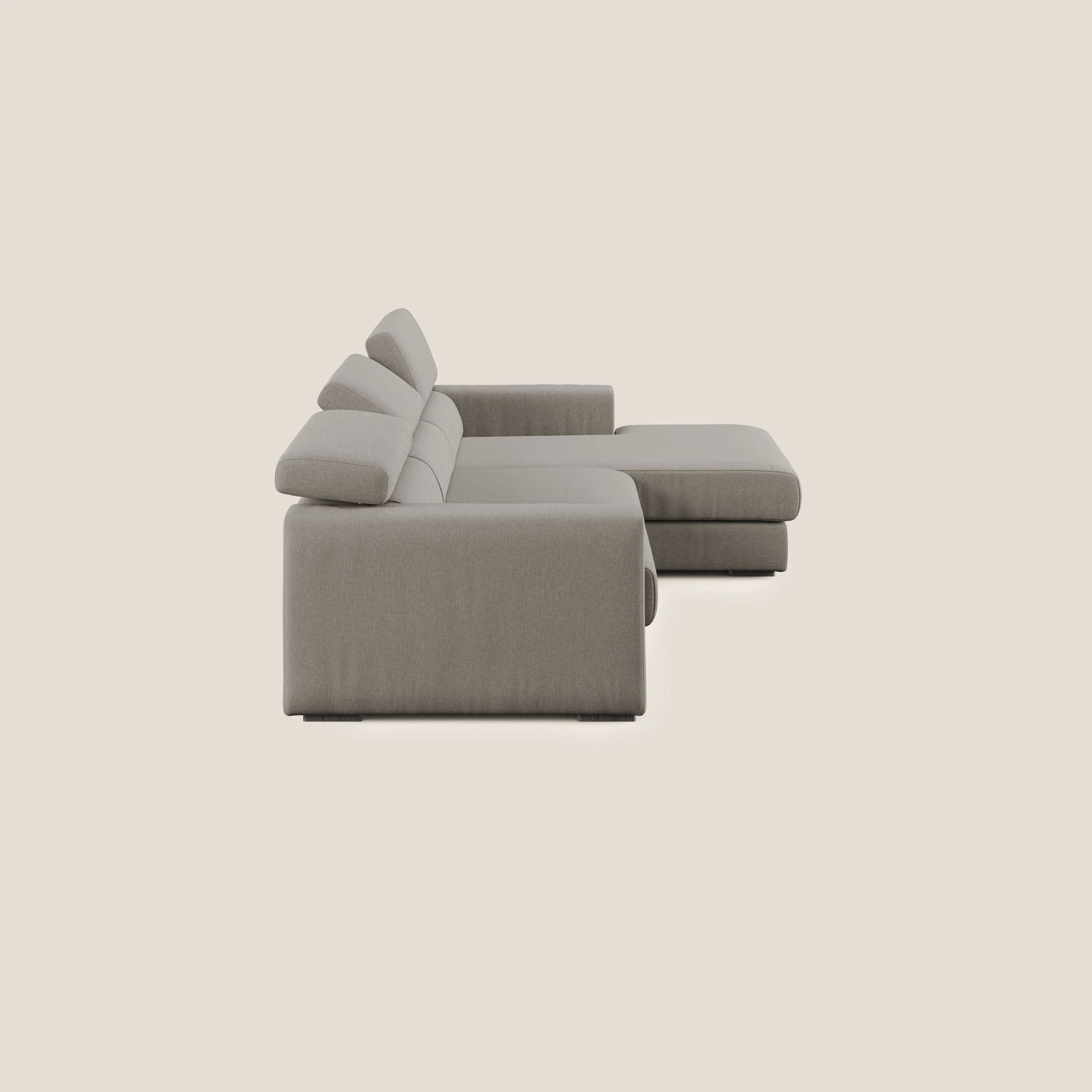 Dylan canapé d'angle avec méridienne et pouf extractible en tissu imperméable T13 Taupe  - Image 4