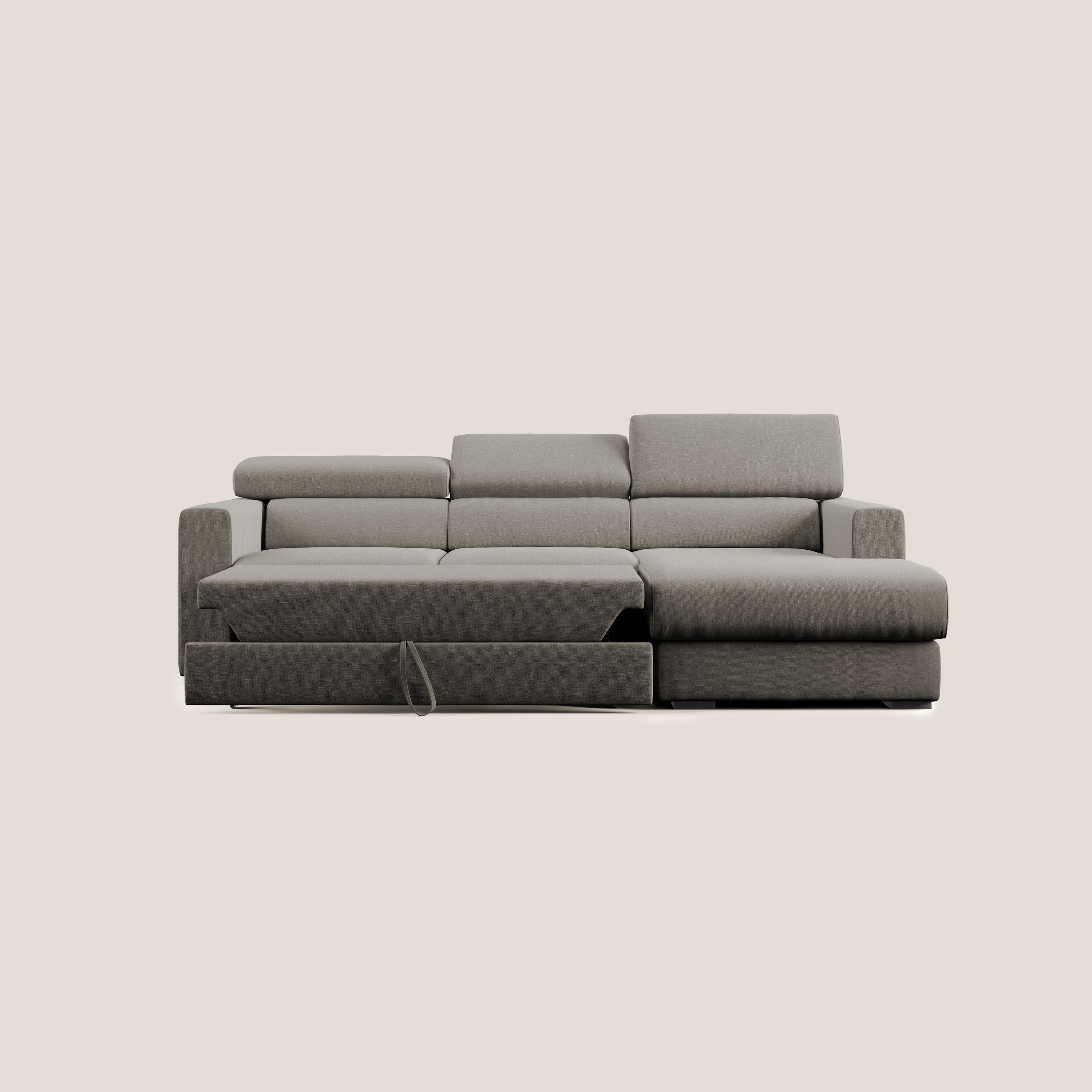 Dylan canapé d'angle avec méridienne et pouf extractible en tissu imperméable T13 Taupe  - Image 6