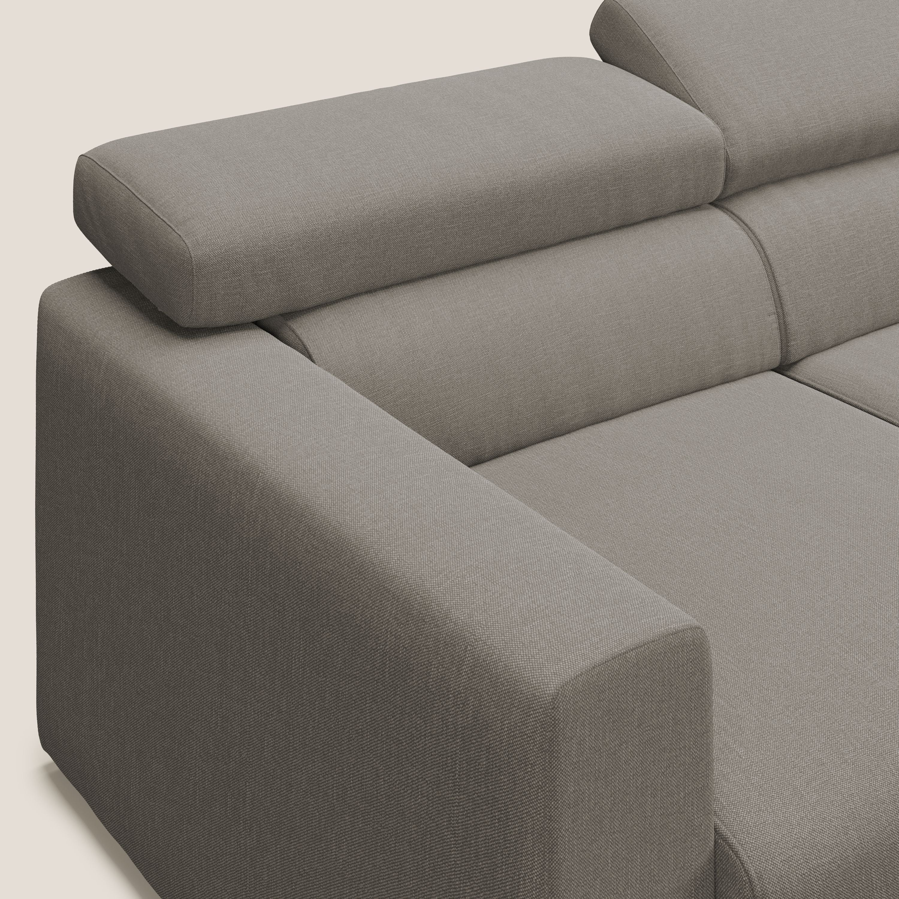 Dylan canapé d'angle avec méridienne et pouf extractible en tissu imperméable T13 Taupe  - Image 7