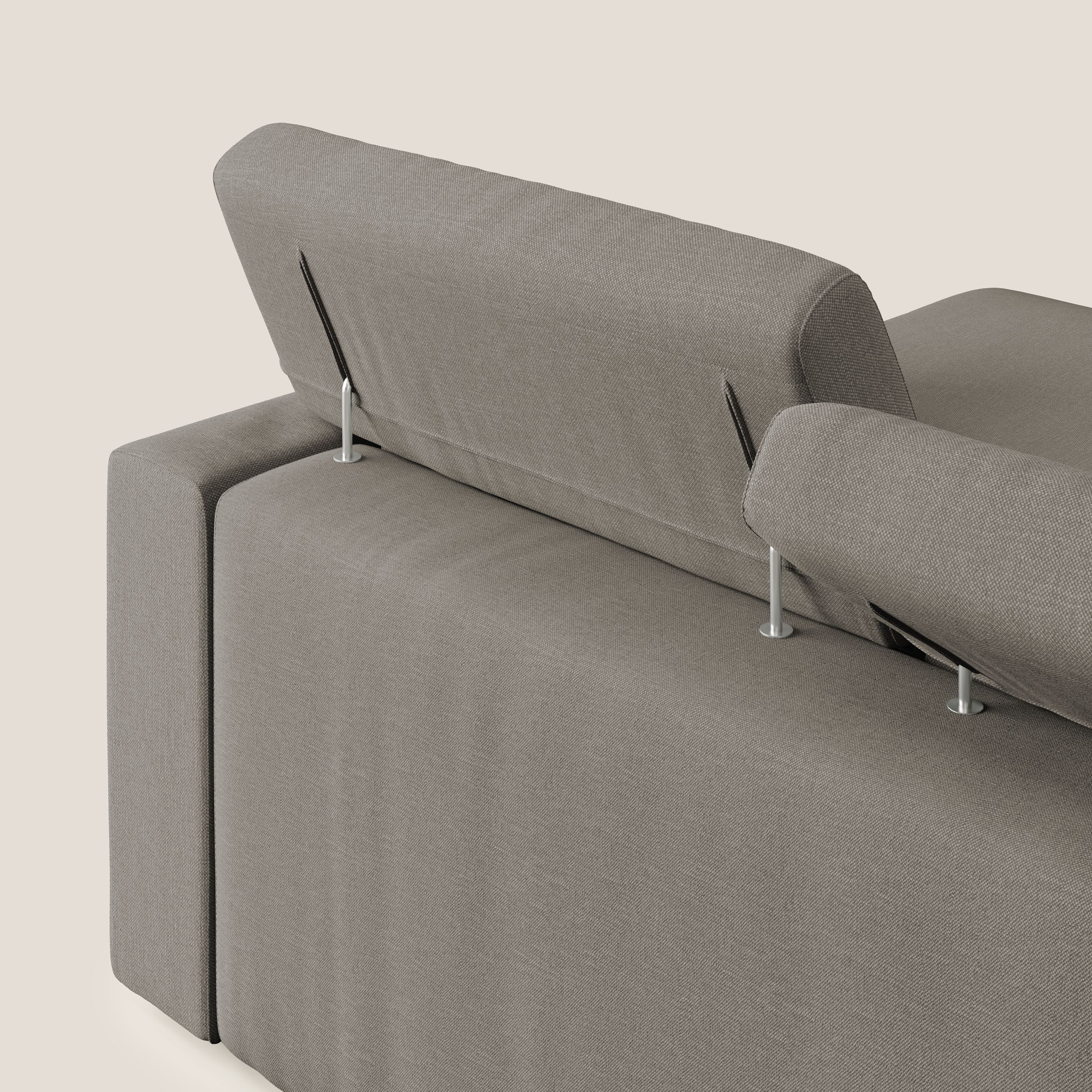 Dylan canapé d'angle avec méridienne et pouf extractible en tissu imperméable T13 Taupe  - Image 8