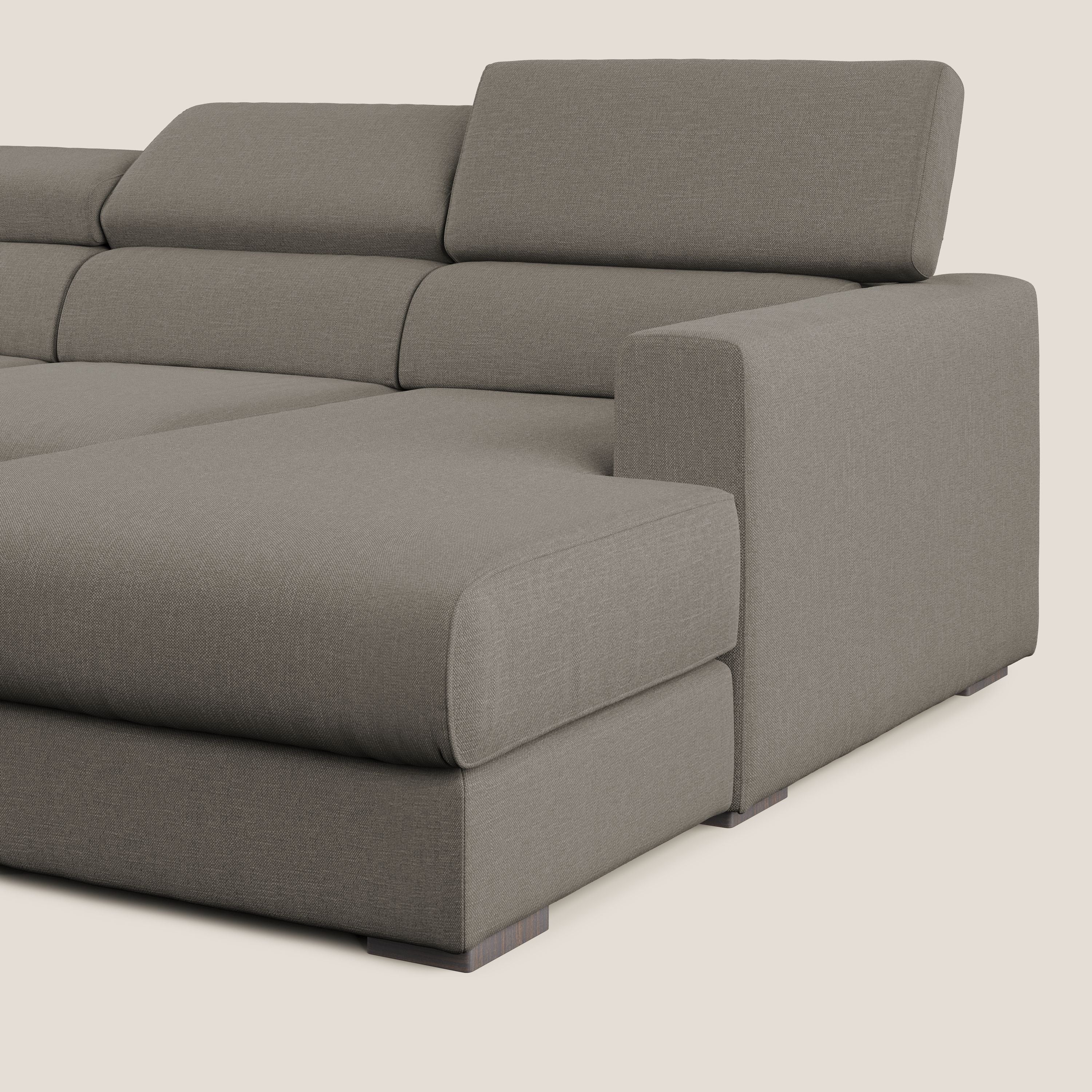 Dylan canapé d'angle avec méridienne et pouf extractible en tissu imperméable T13 Taupe  - Image 9