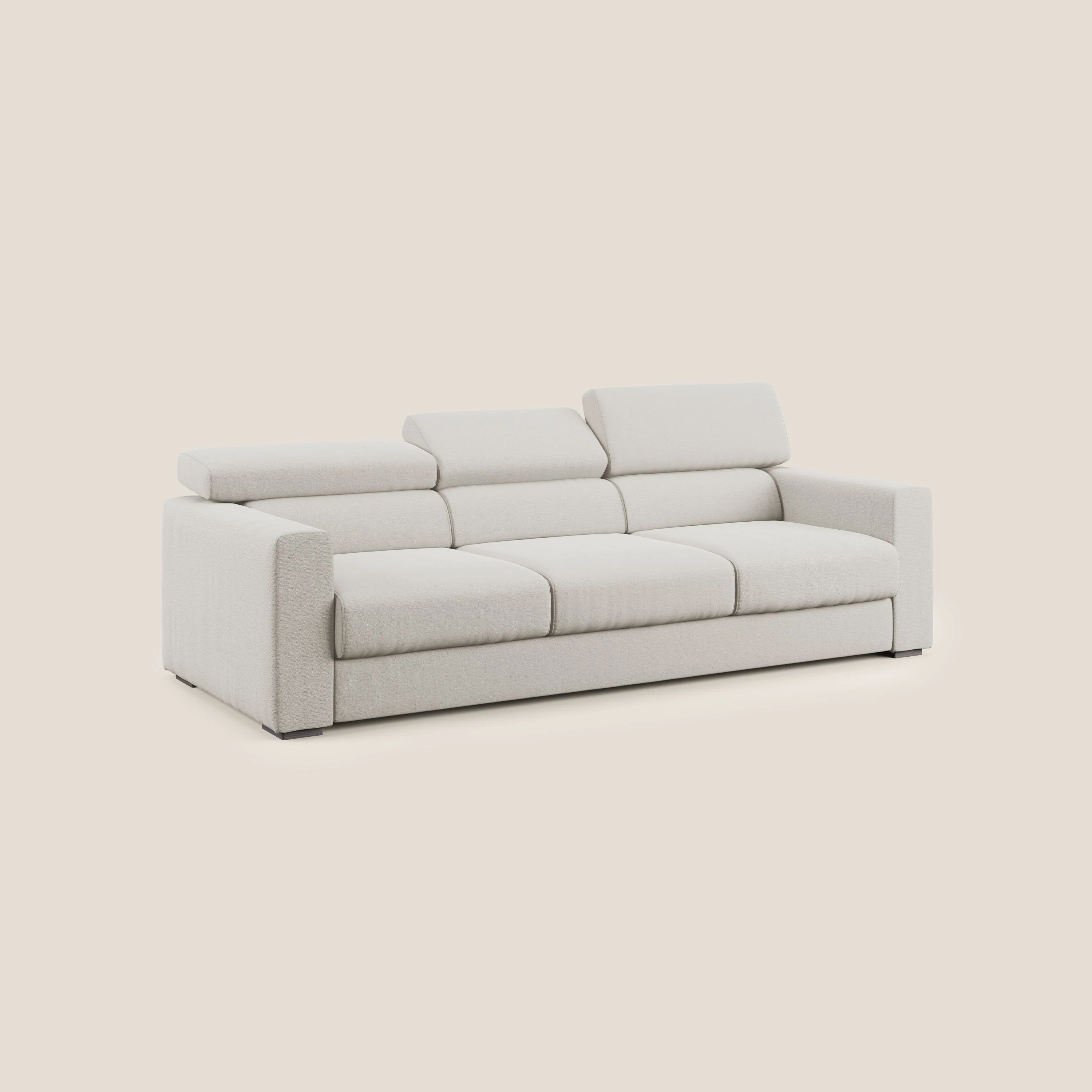 Dylan canapé avec pouf extractible à 3 assises en tissu flamme effet coton impermeabile T19 crème - Image 3