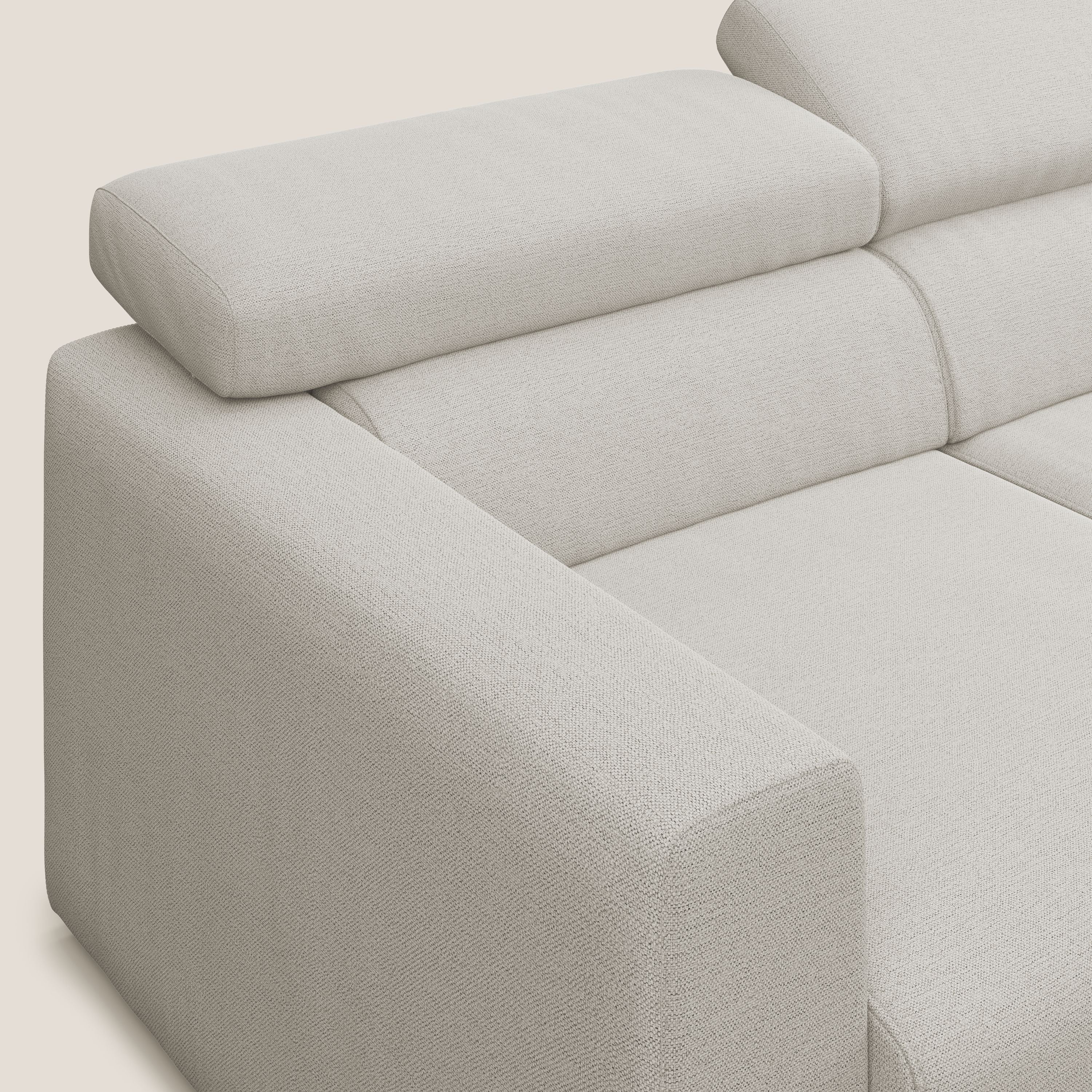 Dylan canapé avec pouf extractible à 3 assises en tissu flamme effet coton impermeabile T19 crème - Image 6