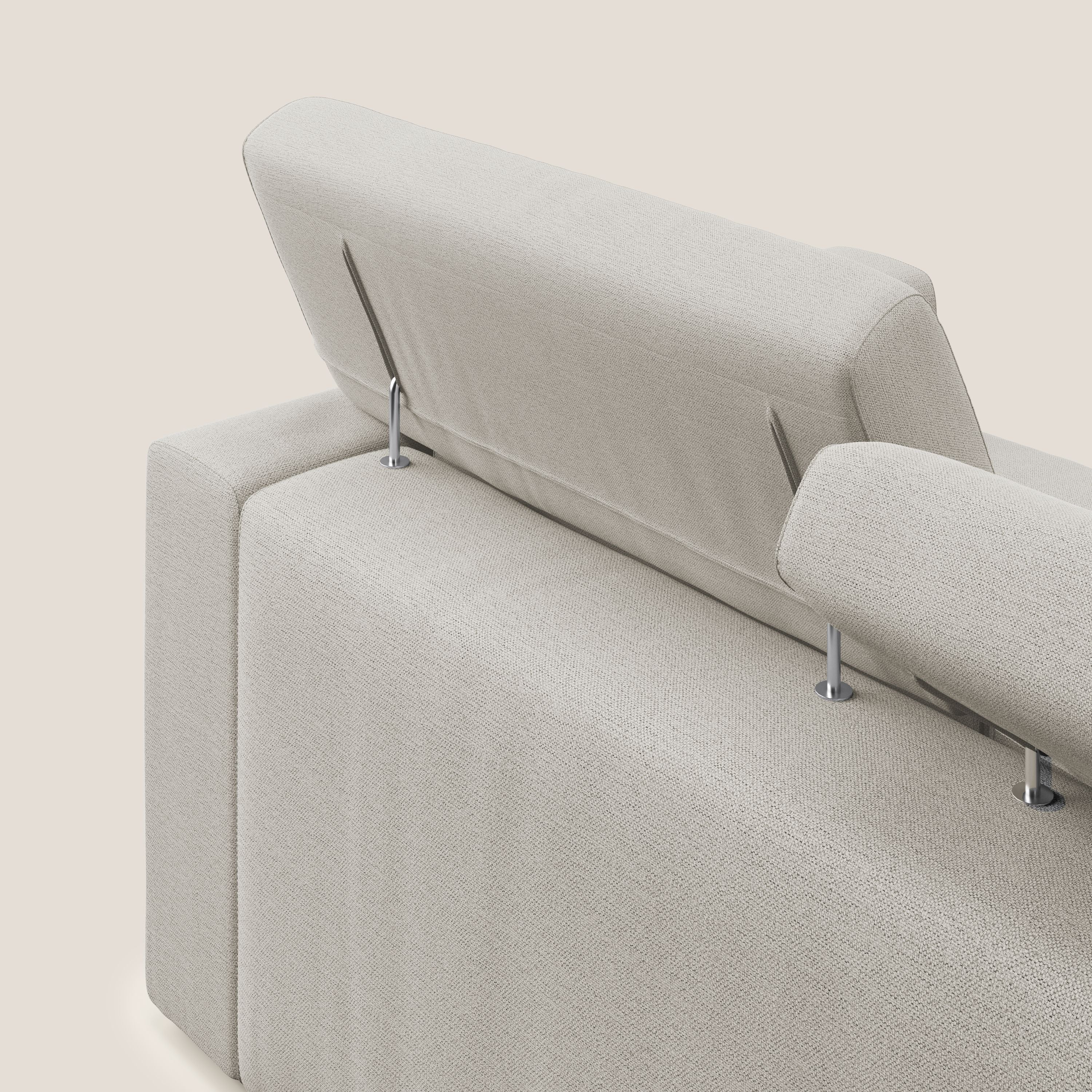 Dylan canapé avec pouf extractible à 3 assises en tissu flamme effet coton impermeabile T19 crème - Image 7