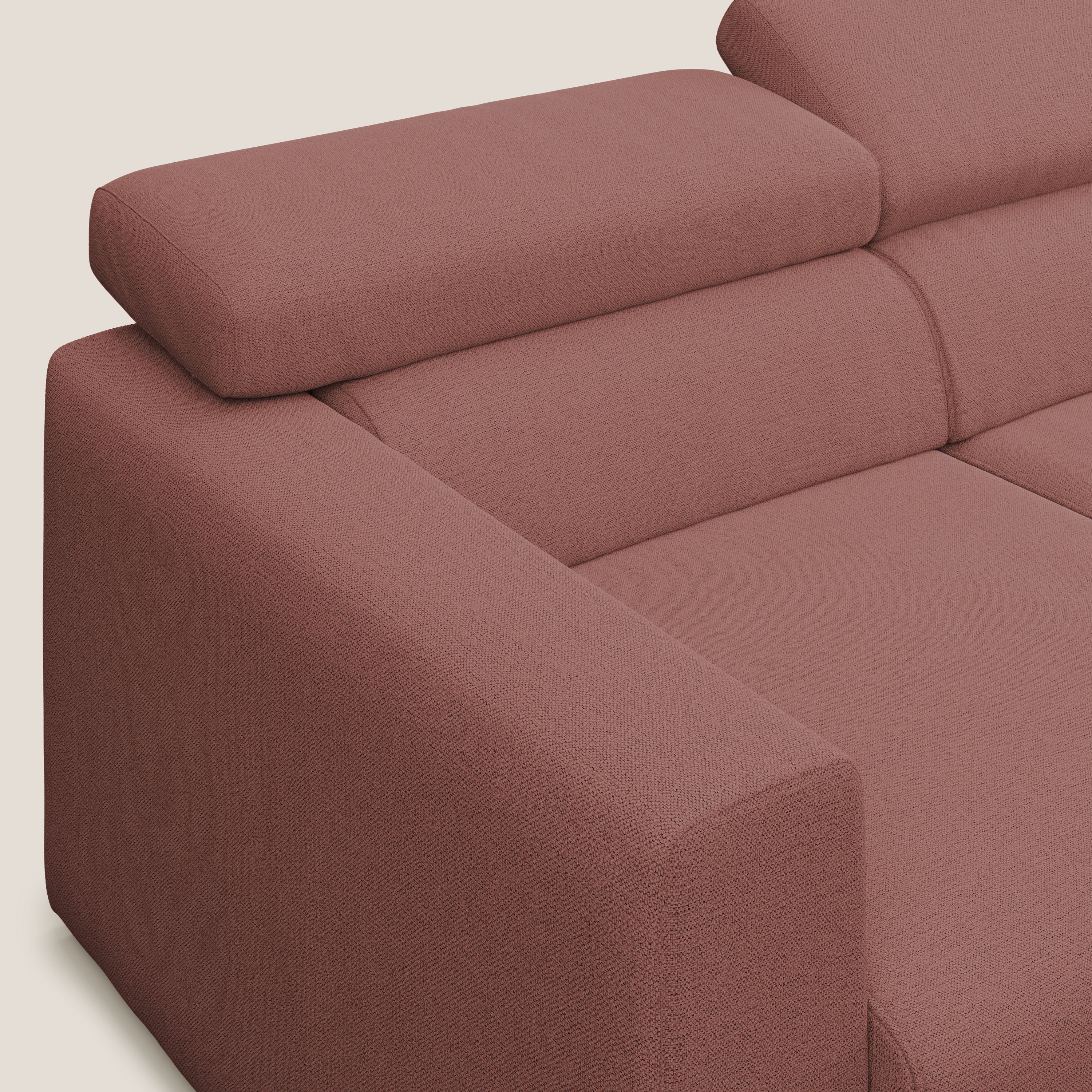 Dylan canapé avec pouf extractible à 3 assises en tissu flamme effet coton impermeabile T19 saumon - Image 6
