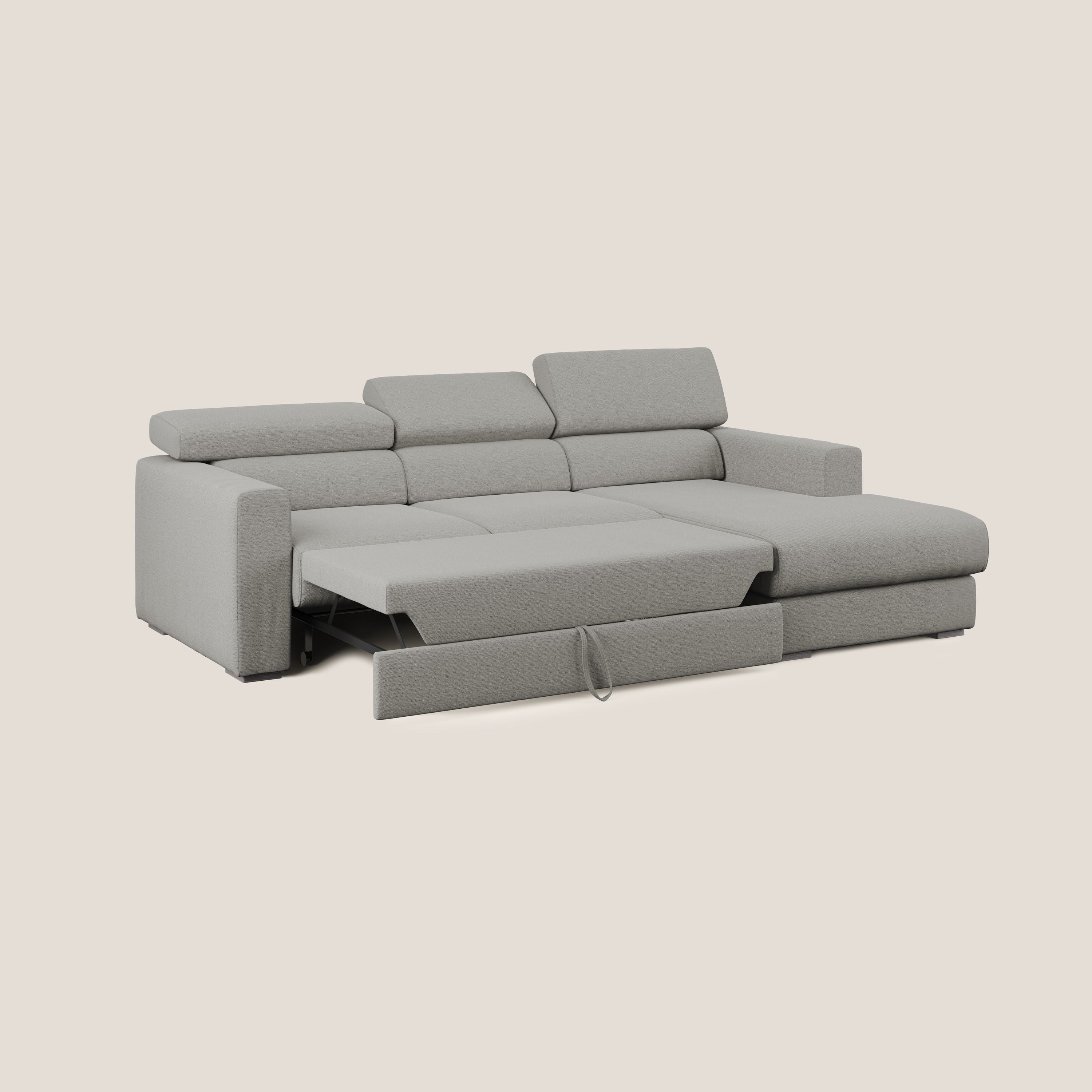 Dylan divano angolare con estraibile a cassettone in tessuto fiammato simil cotone impermeabile T19 beige - Image 2