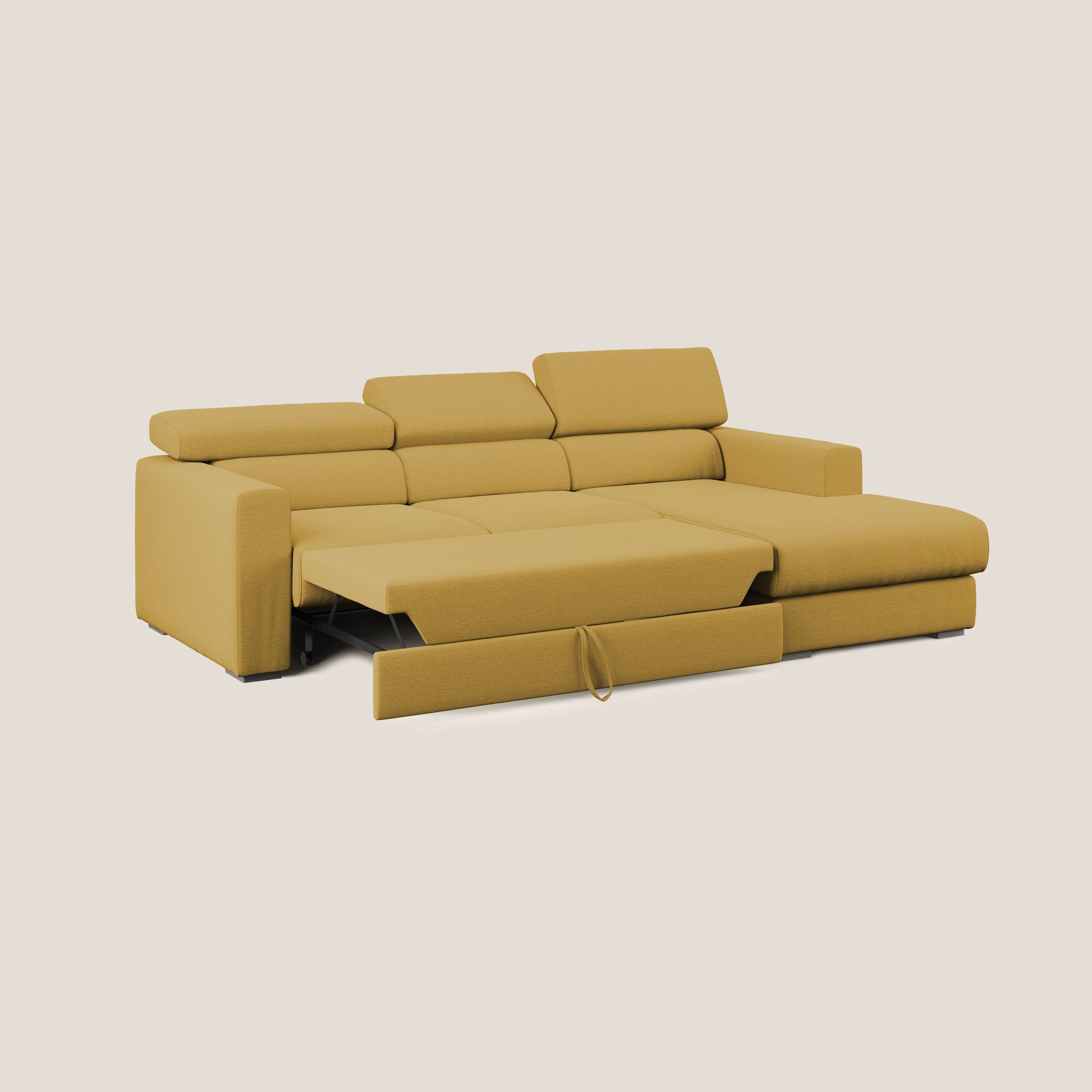 Canapé d'angle Dylan avec tiroir extractible en tissu flammé simili coton imperméable T19 jaune - Image 2
