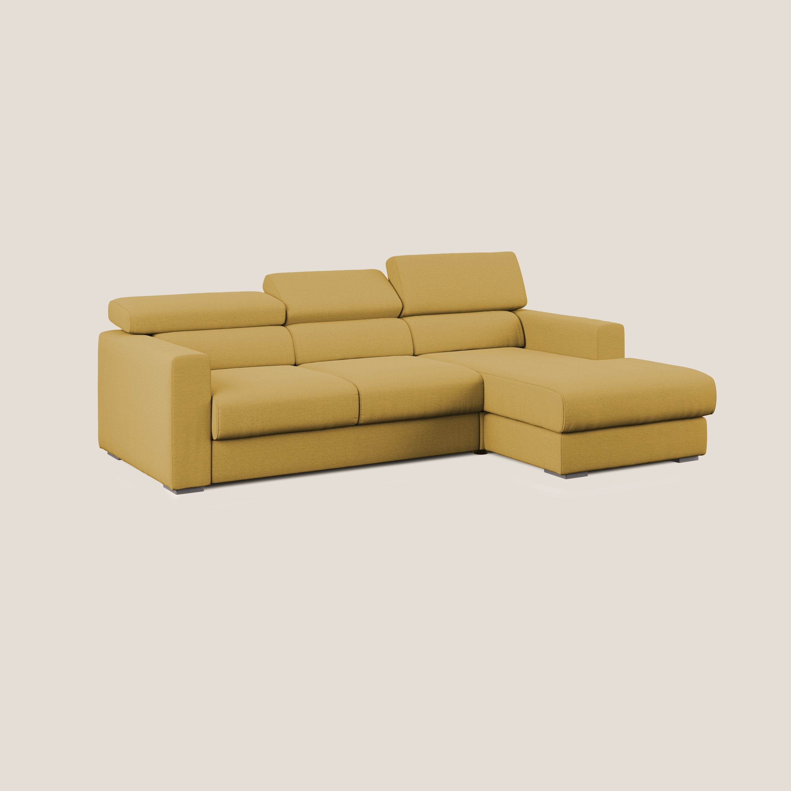 Canapé d'angle Dylan avec tiroir extractible en tissu flammé simili coton imperméable T19 jaune - Image 3