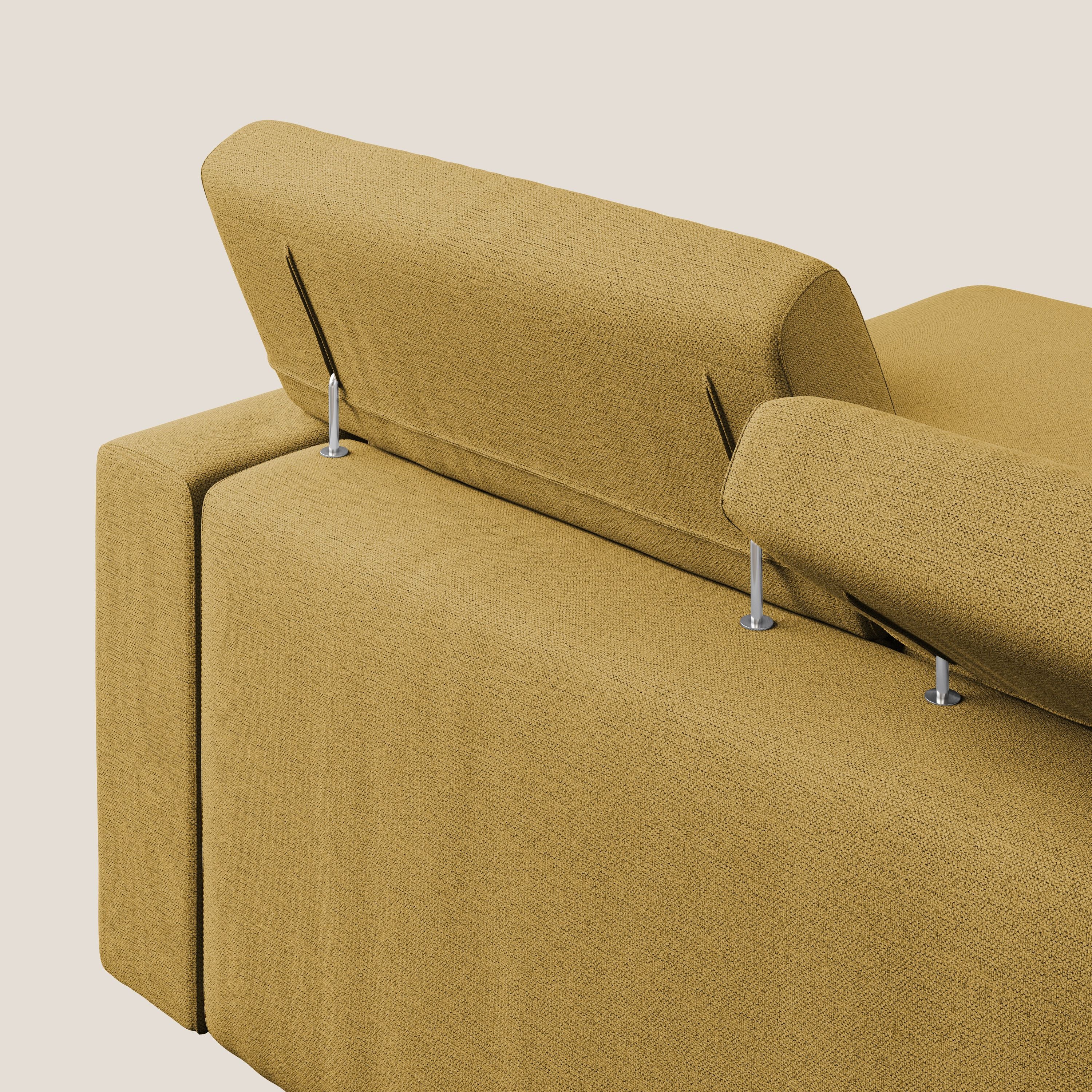 Canapé d'angle Dylan avec tiroir extractible en tissu flammé simili coton imperméable T19 jaune - Image 7