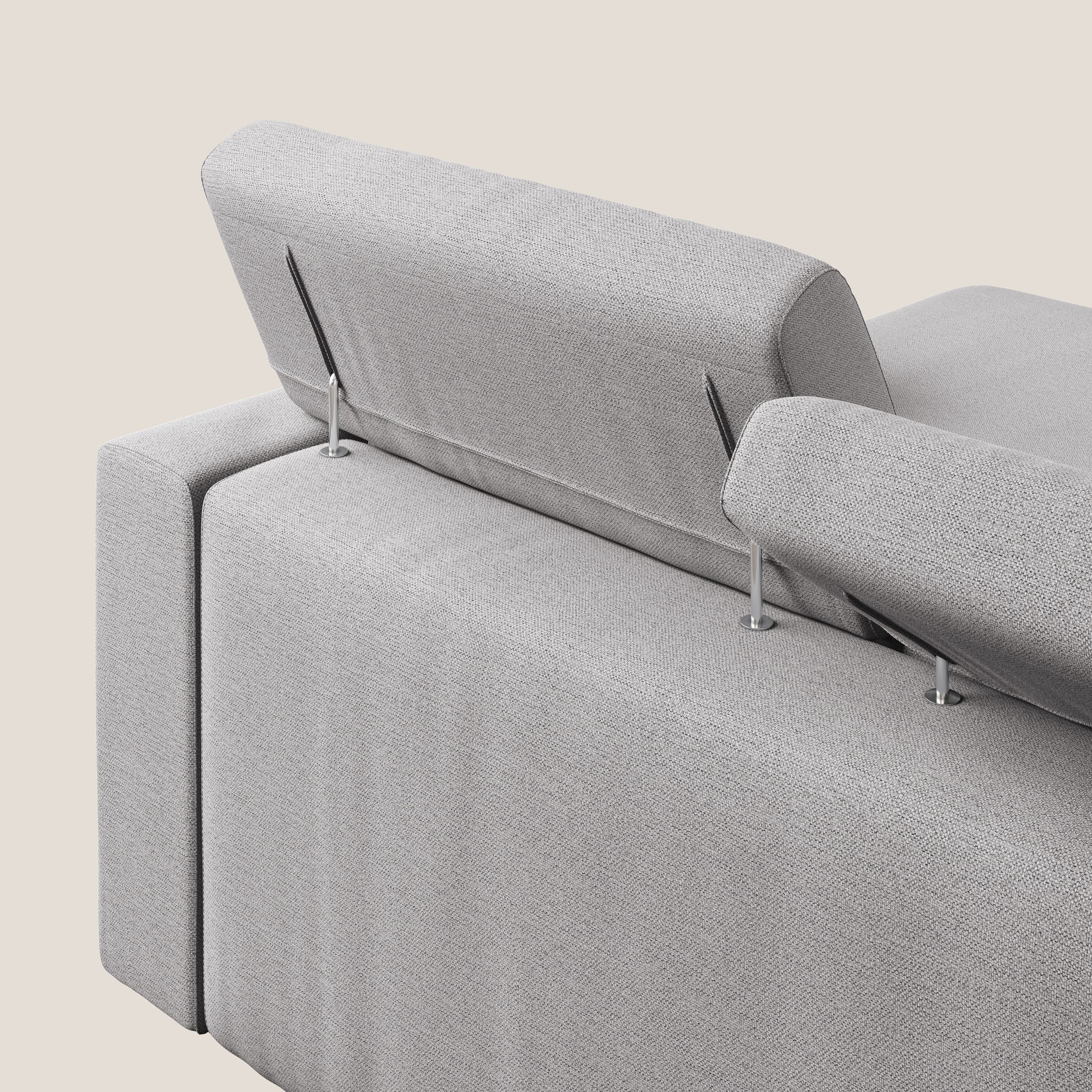 Canapé d'angle Dylan avec tiroir extractible en tissu flammé simili coton imperméable T19 gris - Image 7