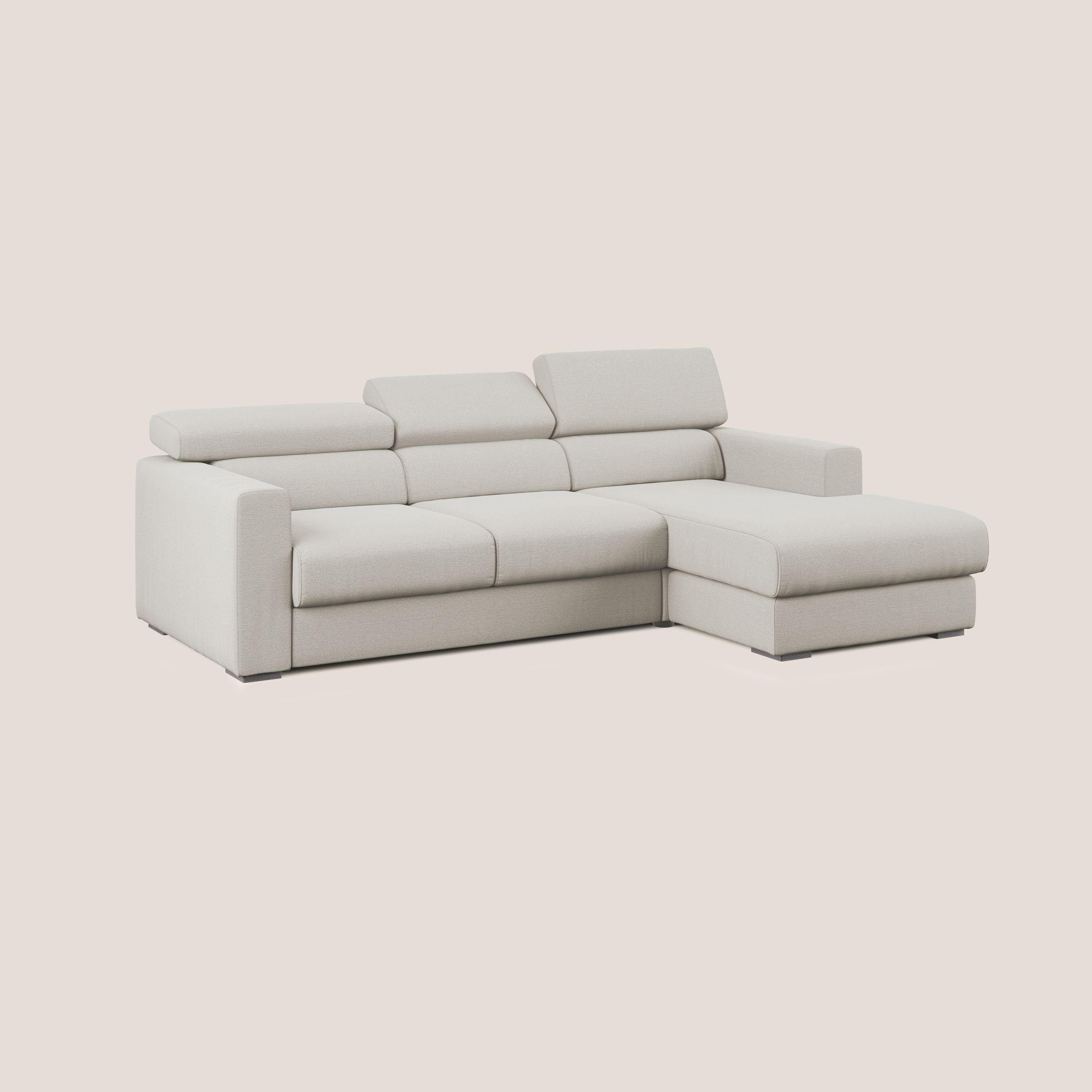 Canapé d'angle Dylan avec tiroir extractible en tissu flammé simili coton imperméable T19 crème - Image 3