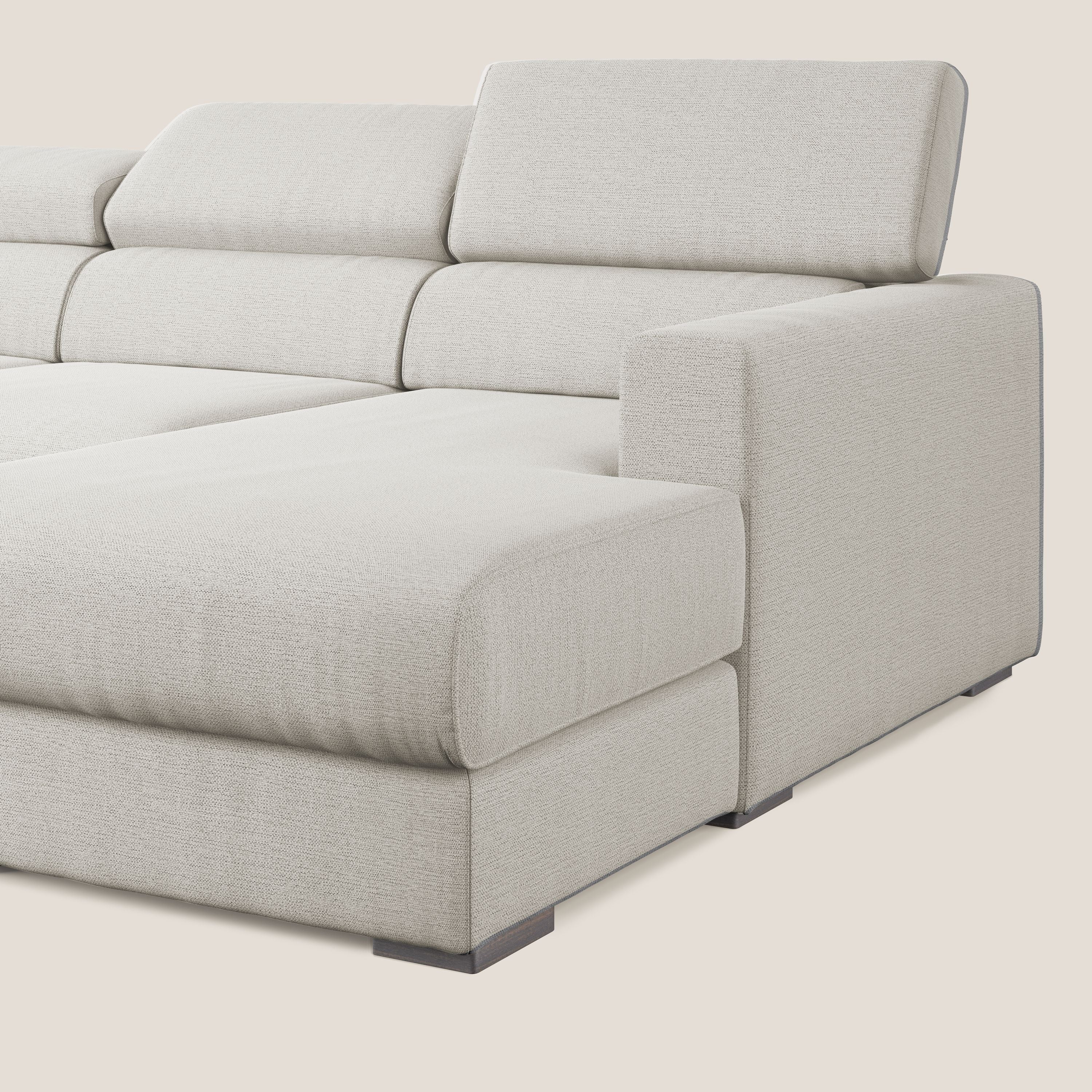Canapé d'angle Dylan avec tiroir extractible en tissu flammé simili coton imperméable T19 crème - Image 8