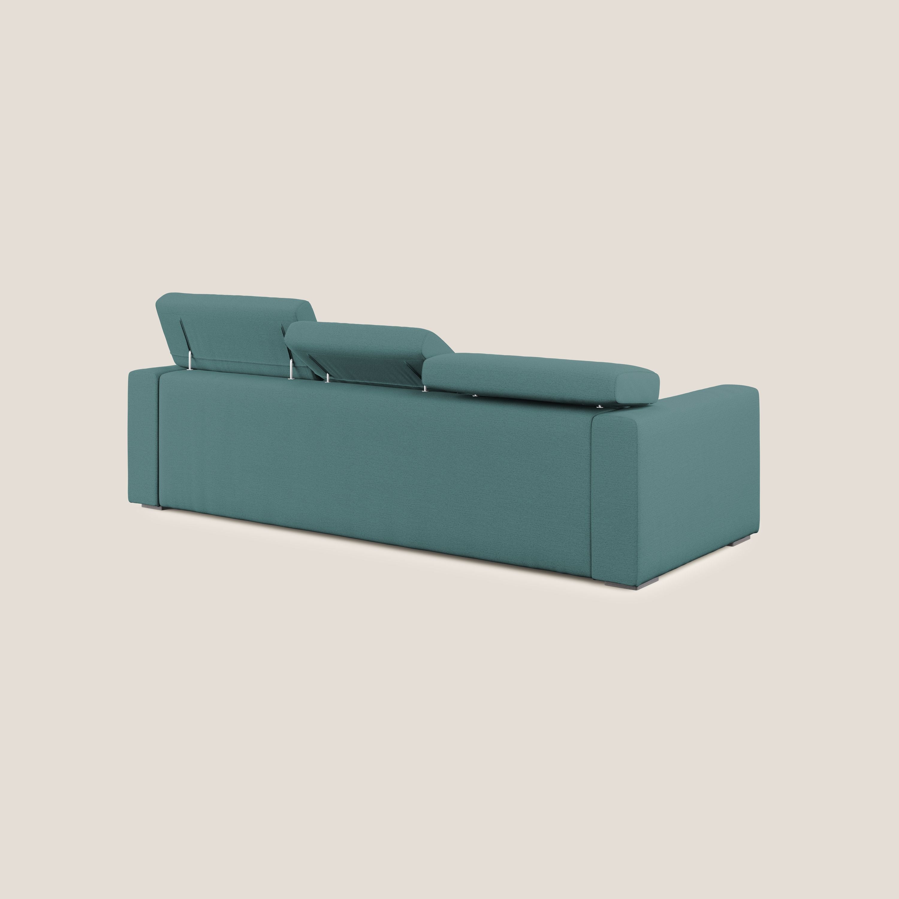 Canapé d'angle Dylan avec tiroir extractible en tissu flammé simili coton imperméable T19 bleu canard - Image 5