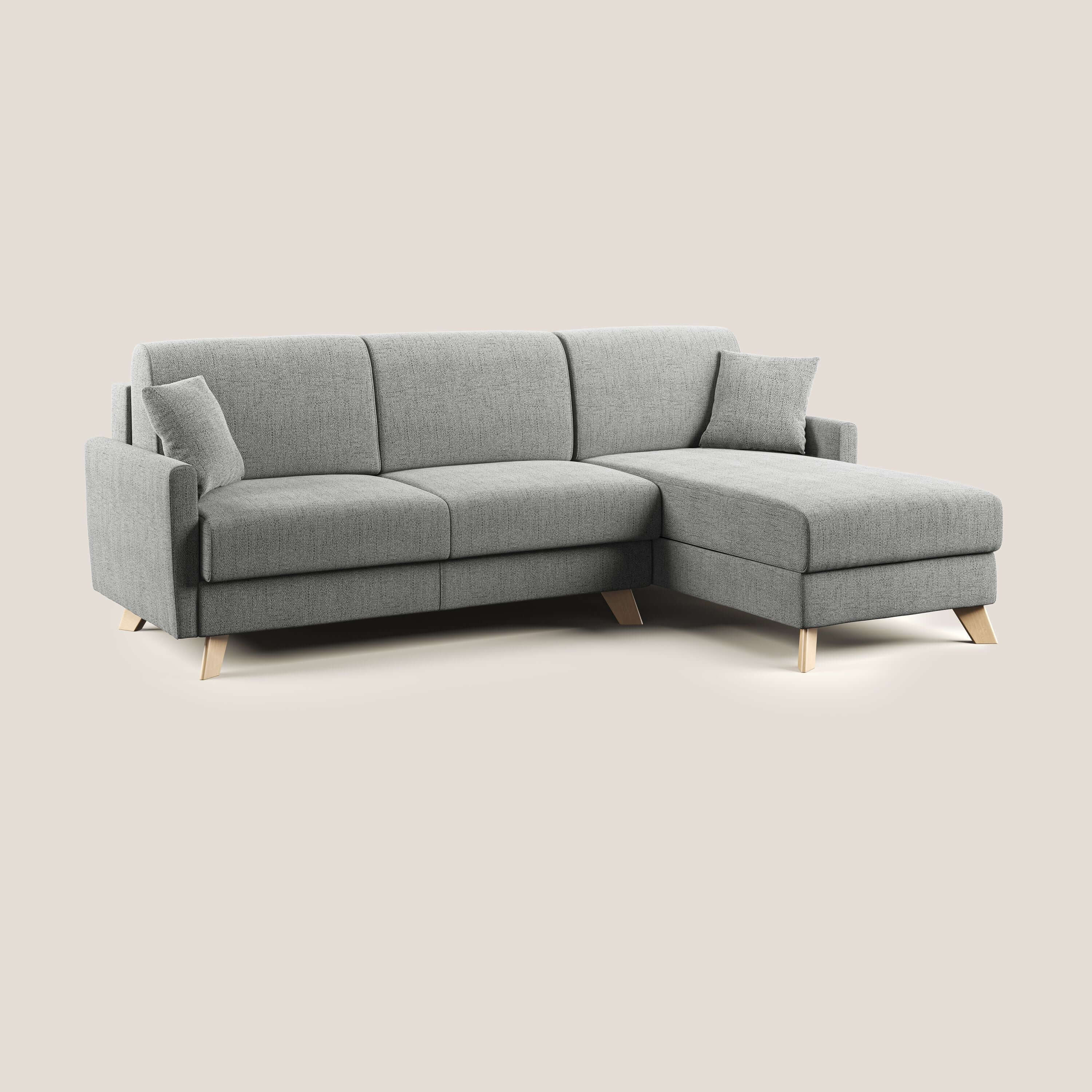 Edgar canapé d'angle convertible en tissu FELIS imperméable T03 gris clair - Image 2