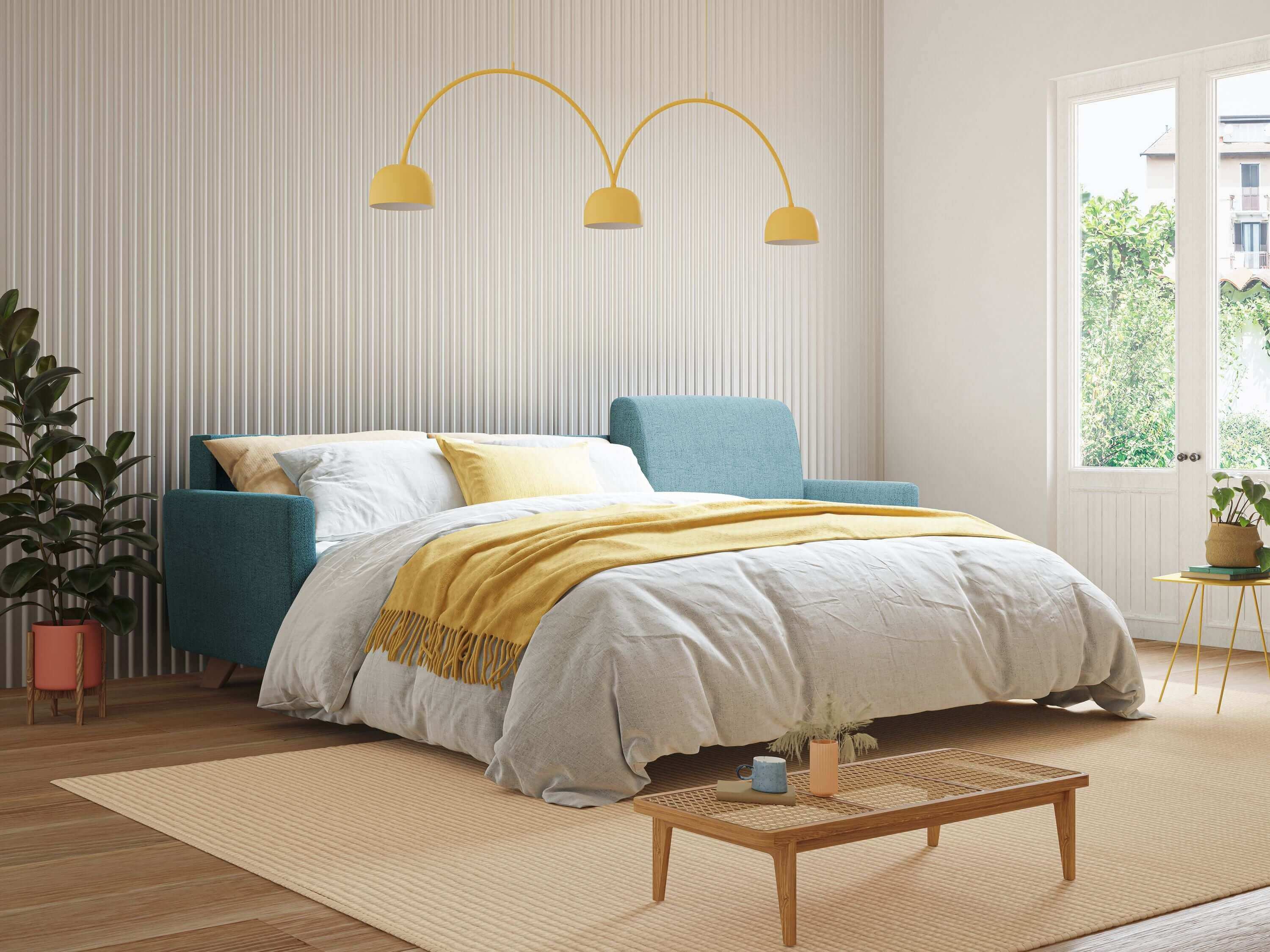 Edgar canapé d'angle convertible en tissu FELIS imperméable T03 jaune - Image 2