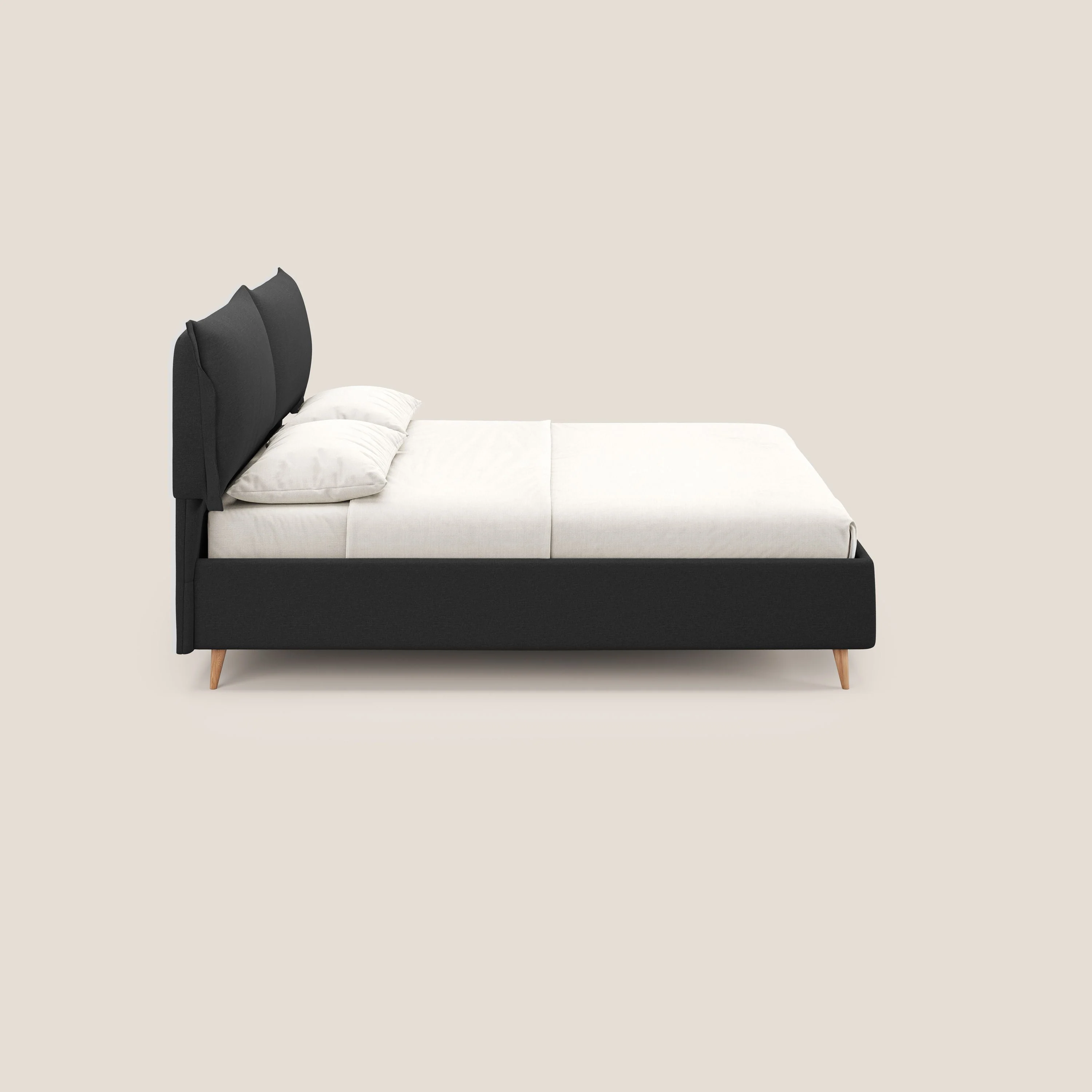 Elettra lit avec coffre de rangement déhoussable avec coussins tête de lit en tissu imperméable T13 anthracite - Image 4