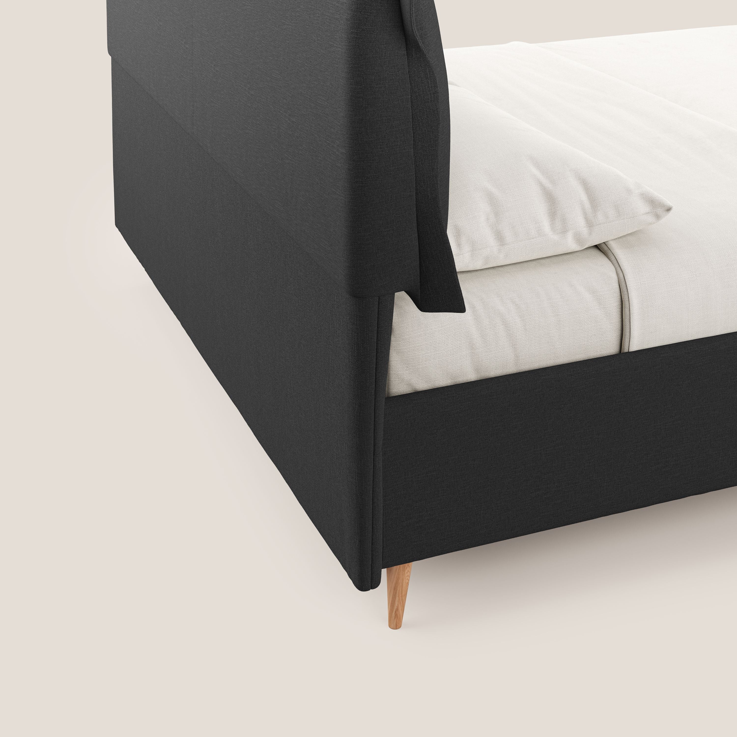 Elettra lit avec coffre de rangement déhoussable avec coussins tête de lit en tissu imperméable T13 anthracite - Image 7