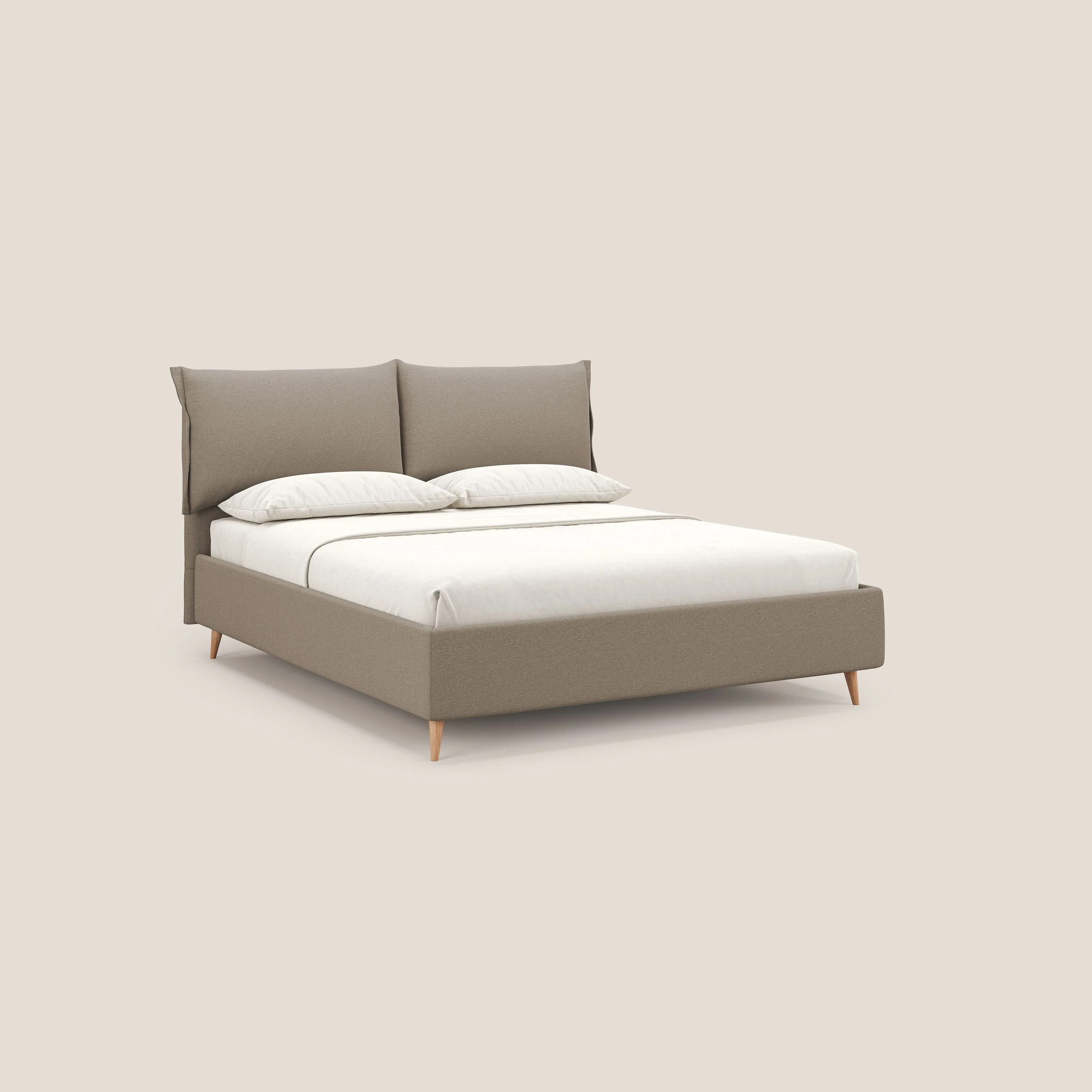 Elettra lit avec coffre de rangement dĂ©houssable avec coussins tĂȘte de lit en tissu impermĂ©able T13 beige