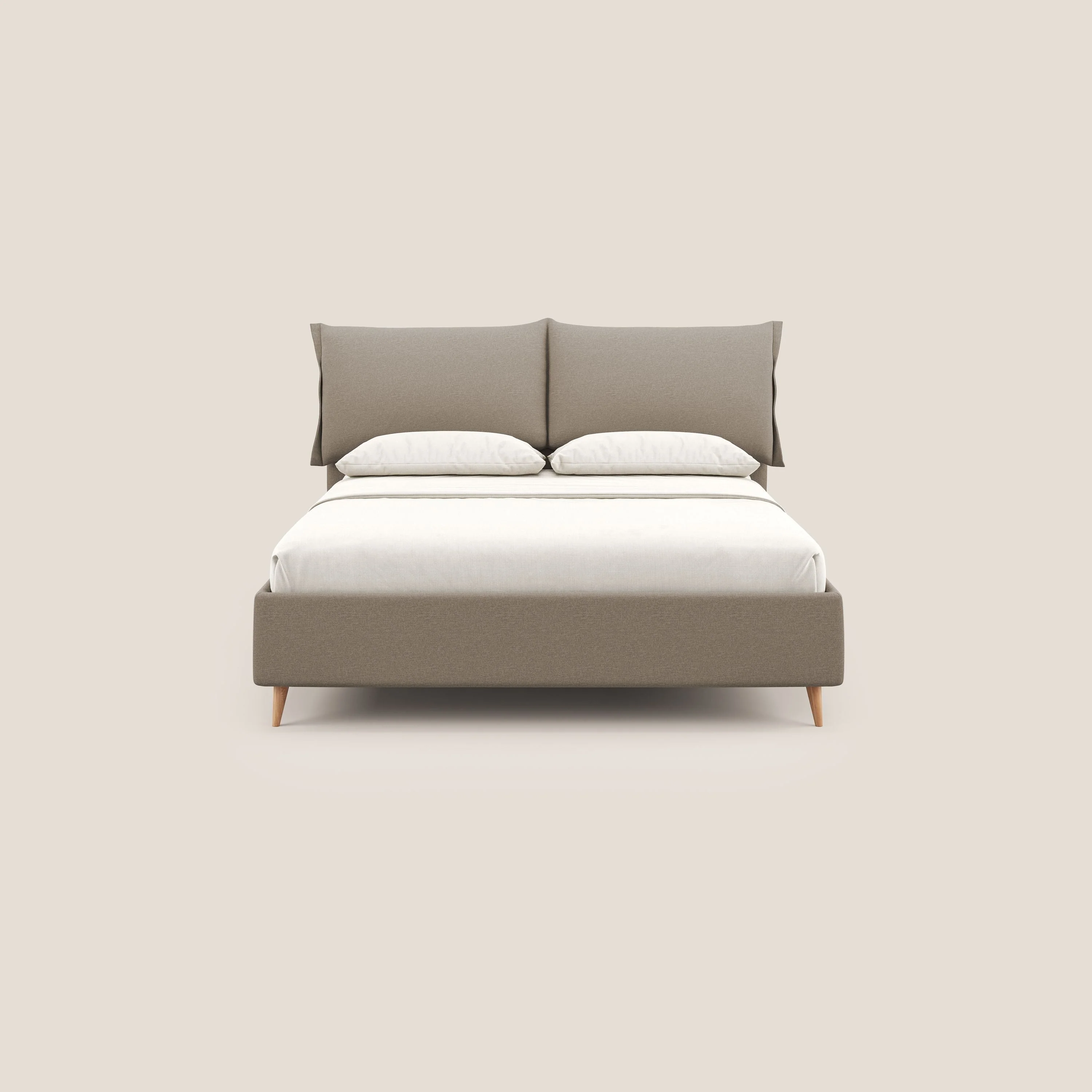Elettra lit avec coffre de rangement dĂ©houssable avec coussins tĂȘte de lit en tissu impermĂ©able T13 beige - Image 3