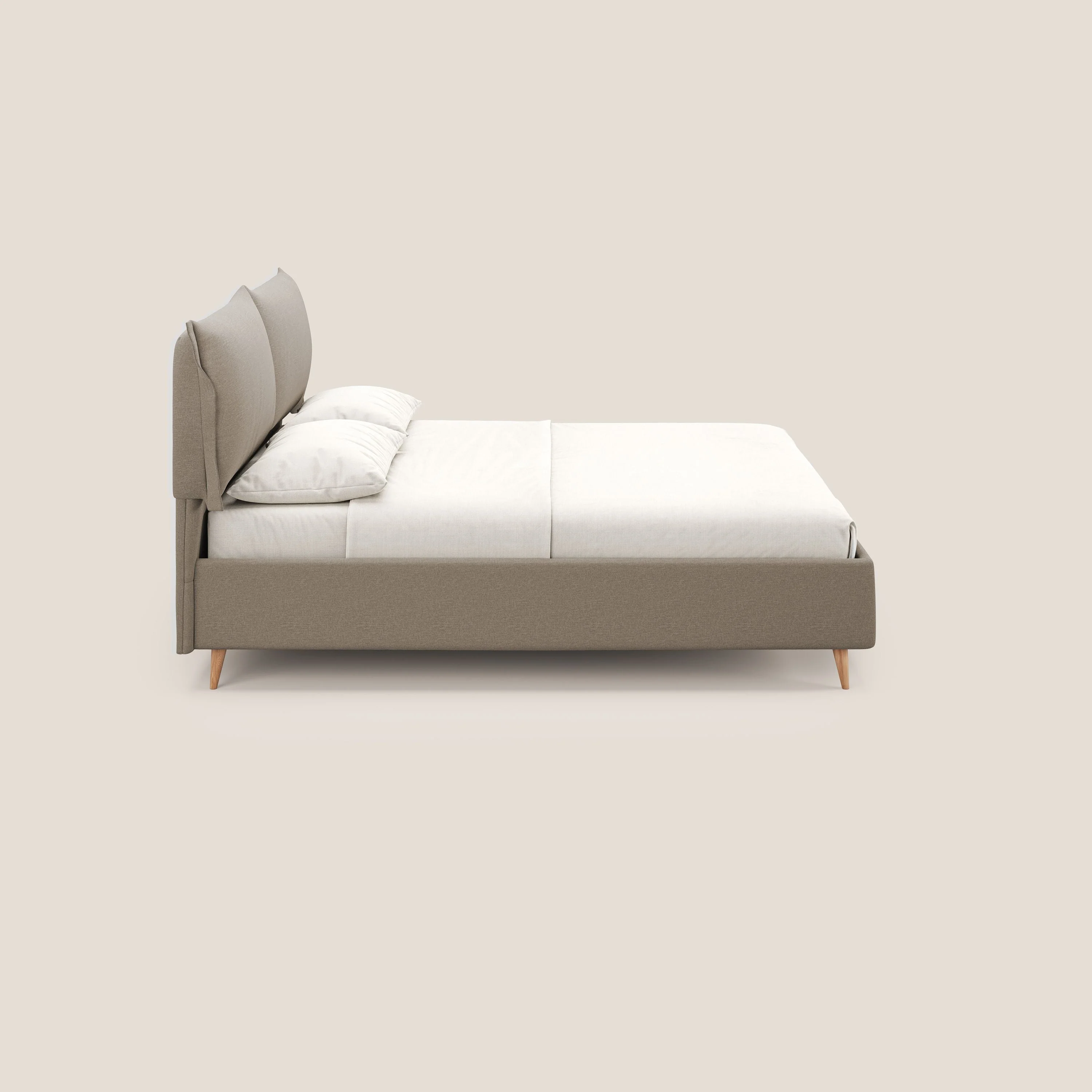 Elettra lit avec coffre de rangement dĂ©houssable avec coussins tĂȘte de lit en tissu impermĂ©able T13 beige - Image 4