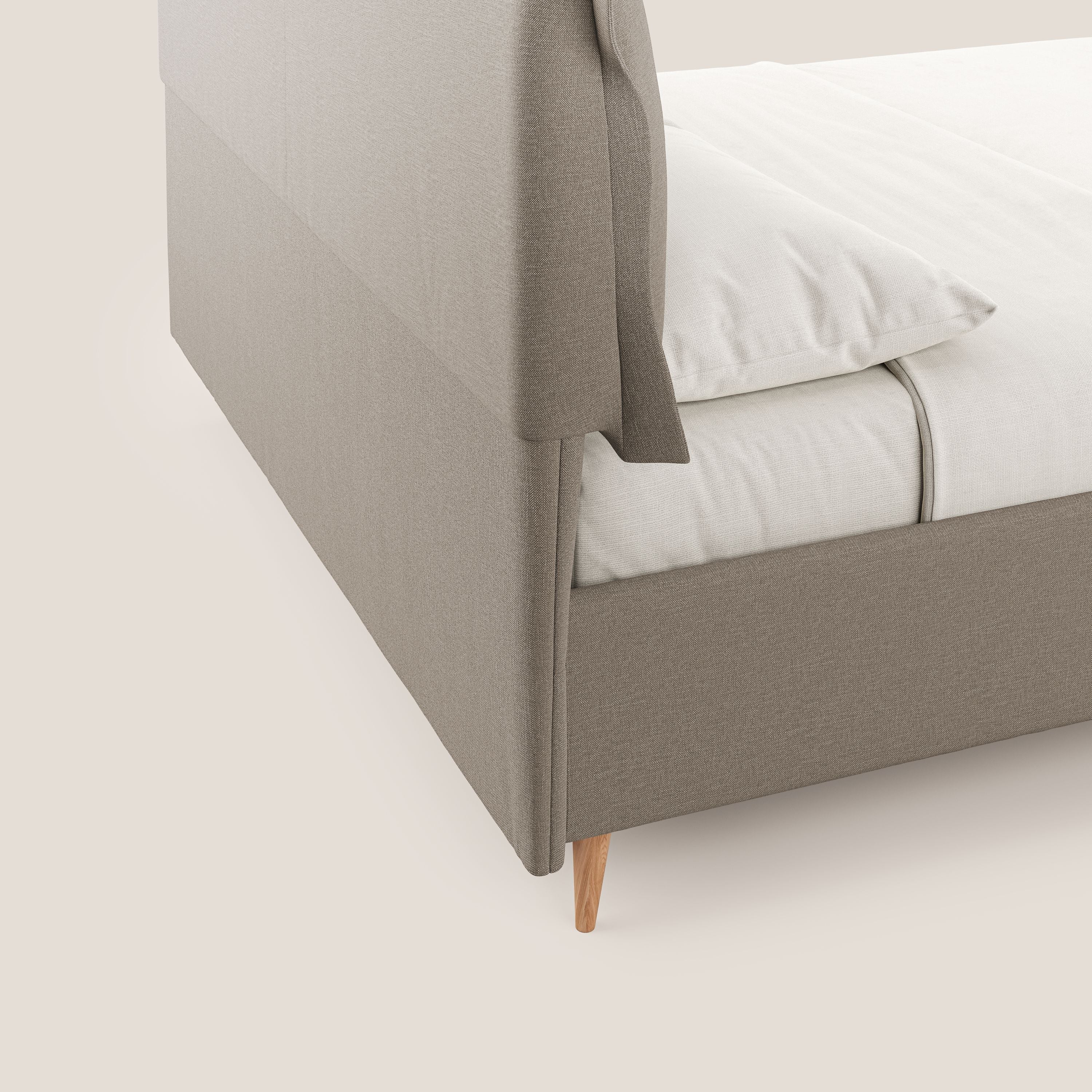 Elettra lit avec coffre de rangement dĂ©houssable avec coussins tĂȘte de lit en tissu impermĂ©able T13 beige - Image 7