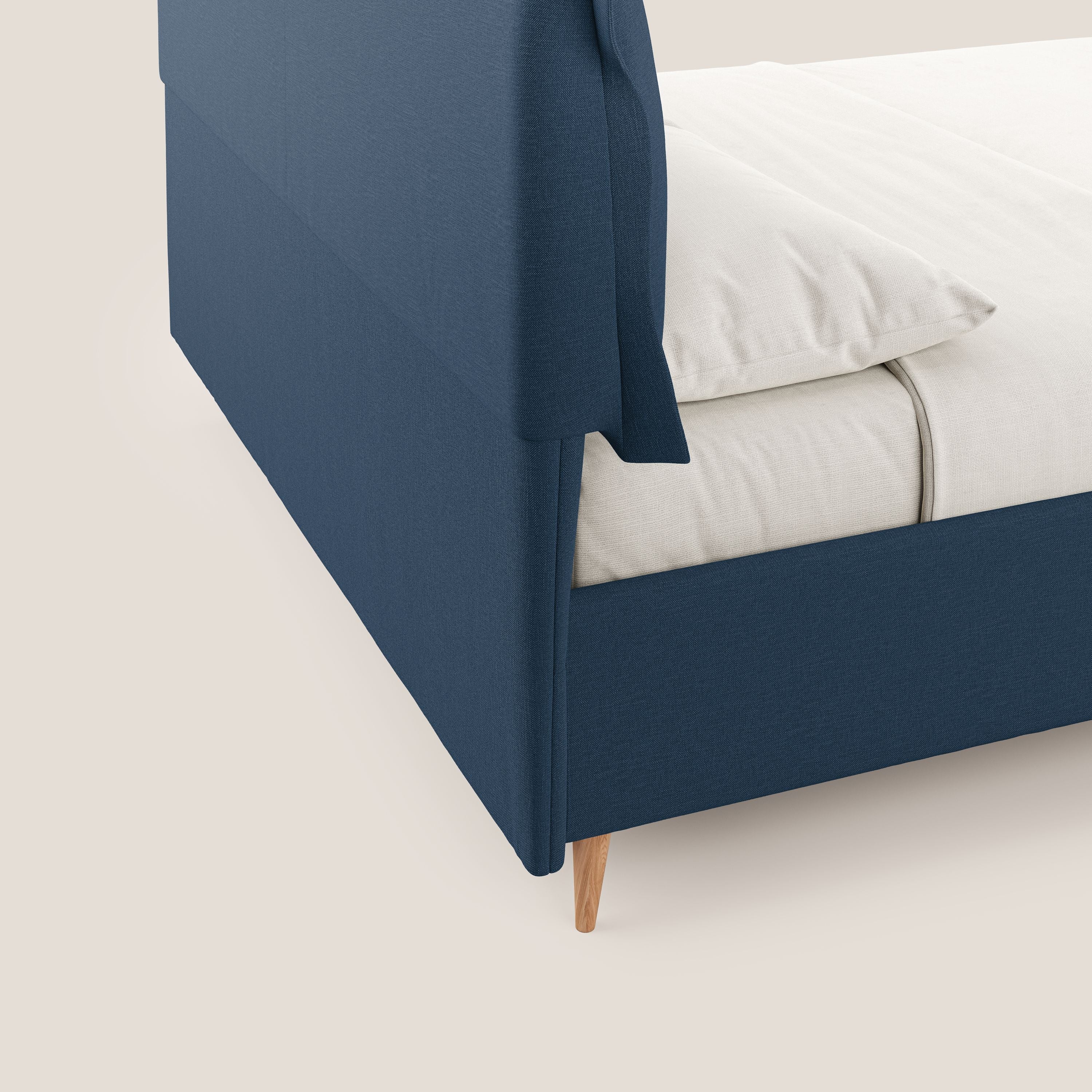 Elettra lit avec coffre de rangement déhoussable avec coussins tête de lit en tissu imperméable T13 bleu - Image 7