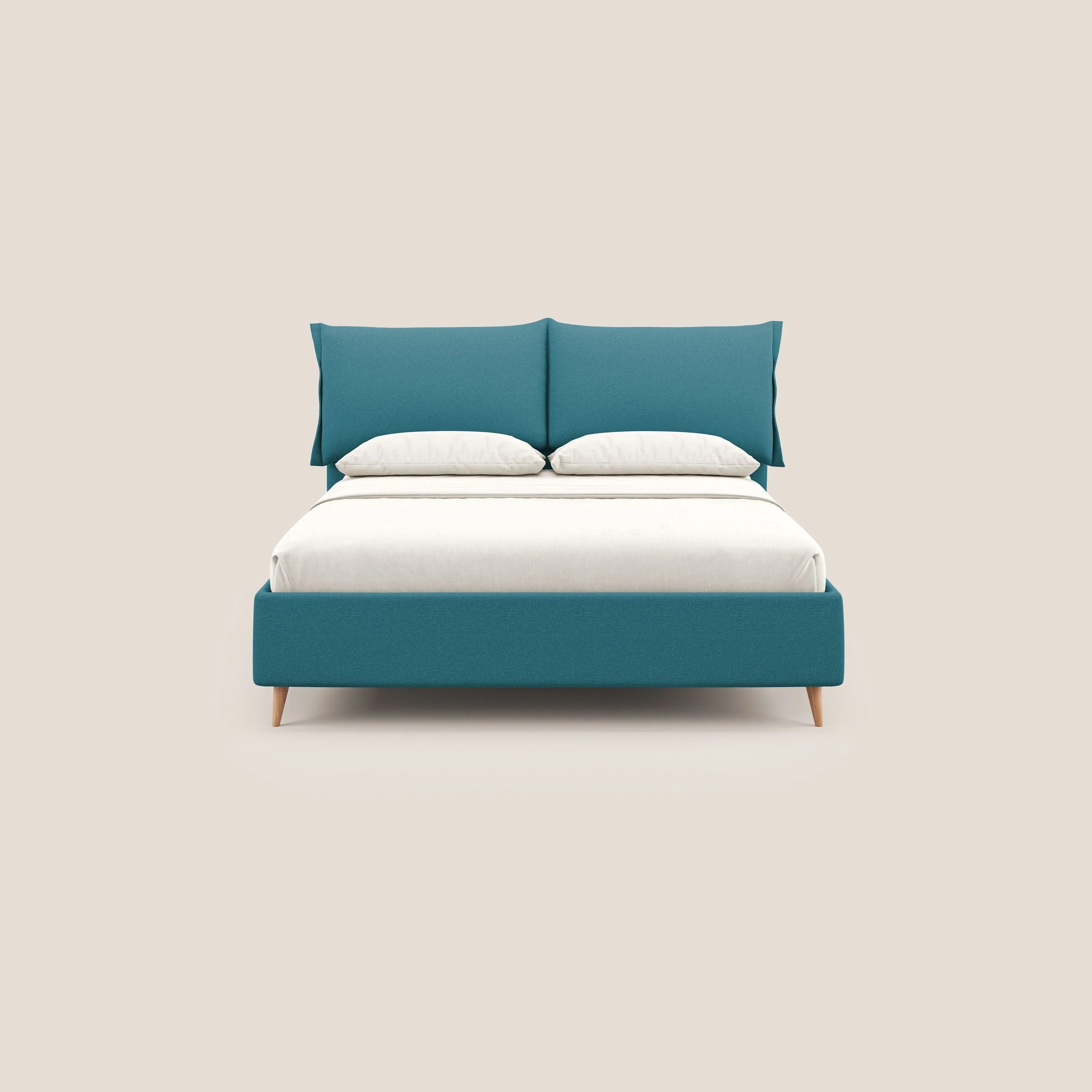 Elettra lit avec coffre de rangement dĂ©houssable avec coussins tĂȘte de lit en tissu impermĂ©able T13 bleu ciel - Image 3