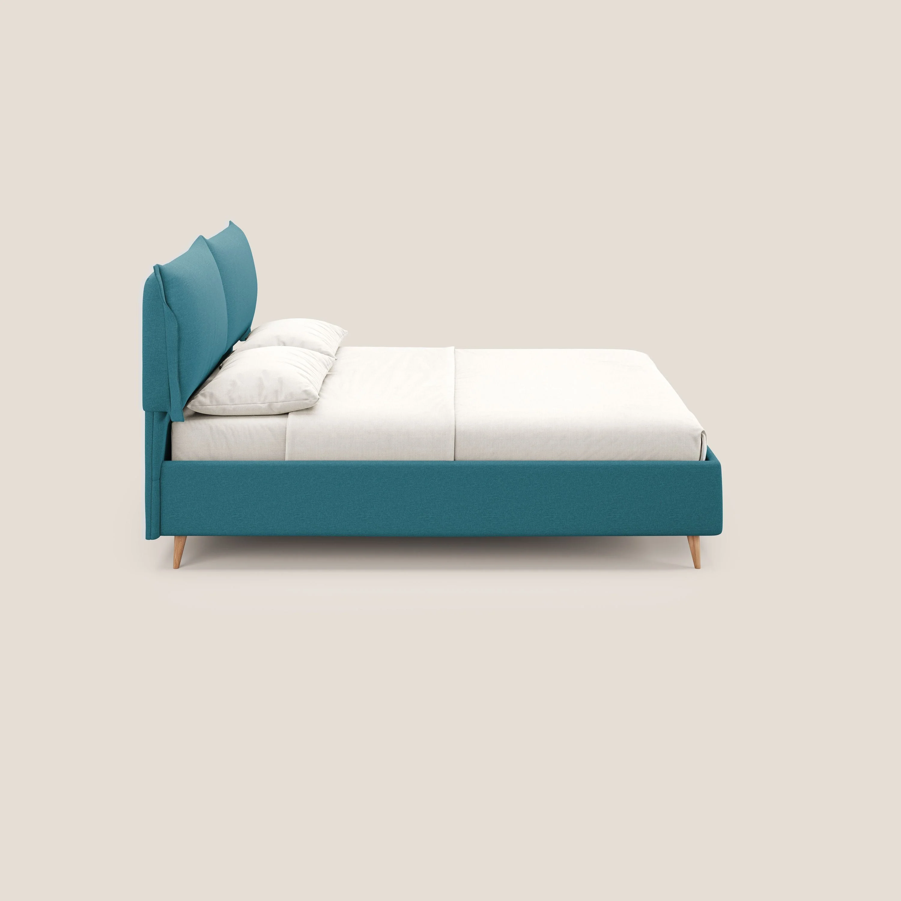 Elettra lit avec coffre de rangement dĂ©houssable avec coussins tĂȘte de lit en tissu impermĂ©able T13 bleu ciel - Image 4