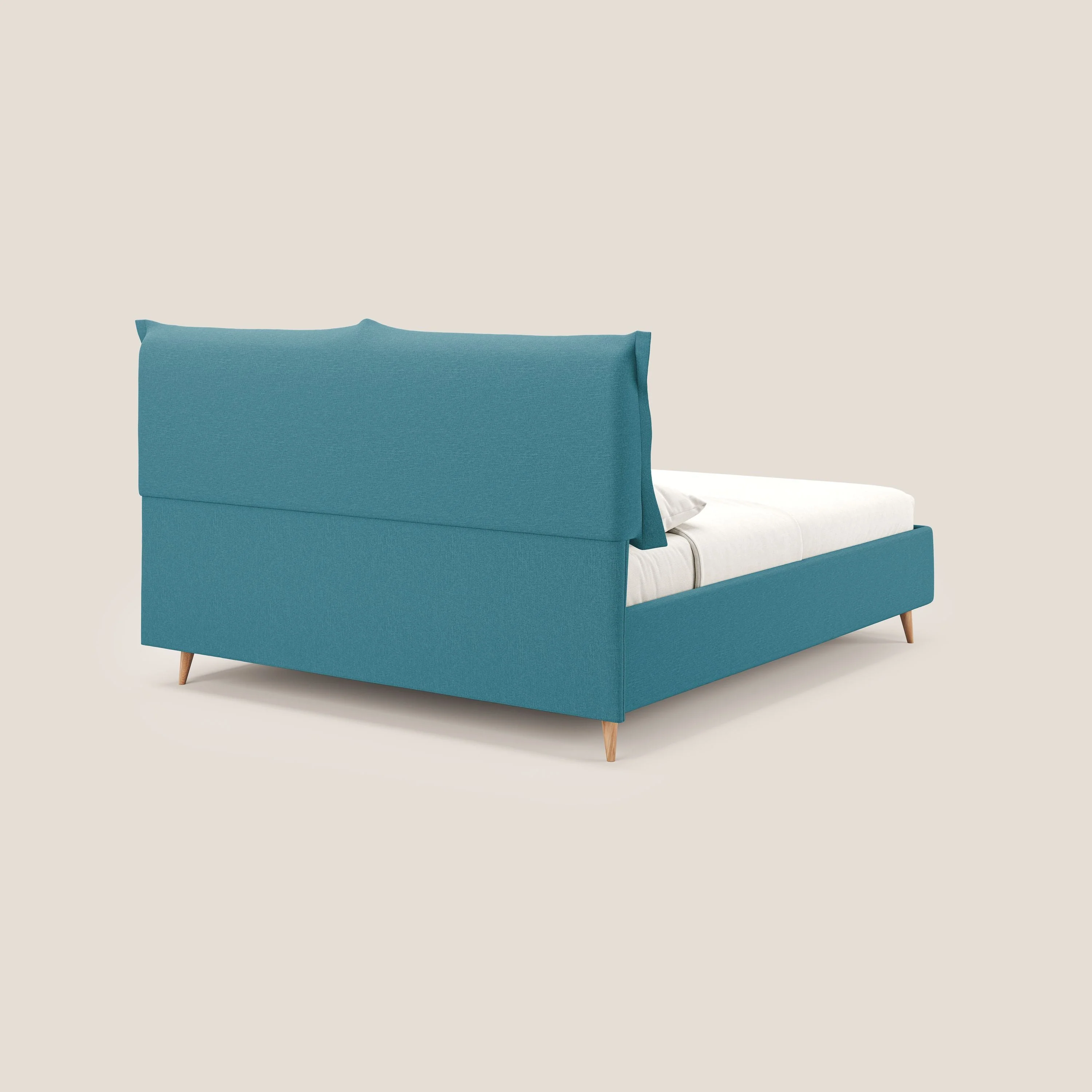 Elettra lit avec coffre de rangement dĂ©houssable avec coussins tĂȘte de lit en tissu impermĂ©able T13 bleu ciel - Image 5