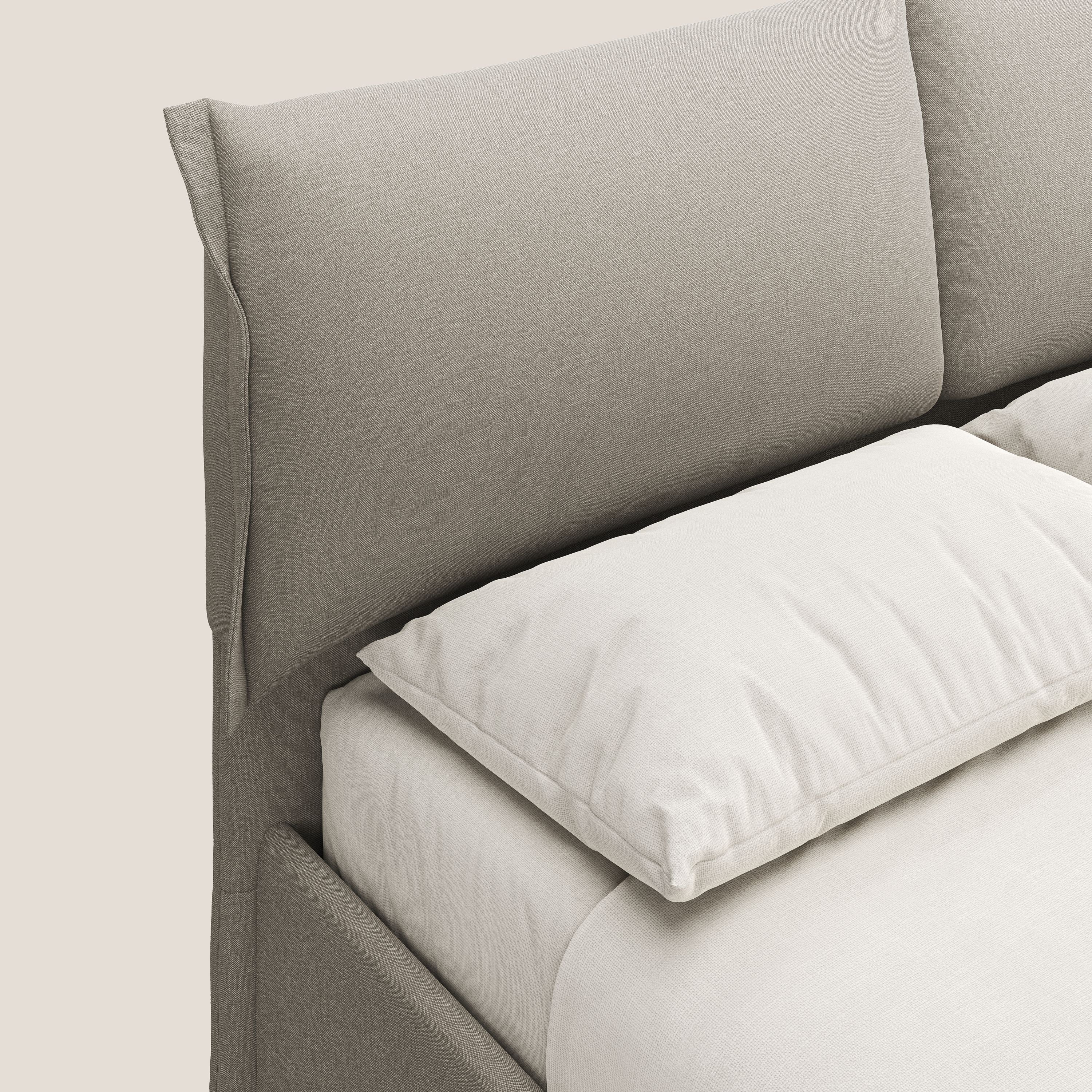 Elettra lit avec coffre de rangement déhoussable avec coussins tête de lit en tissu imperméable T13 crème - Image 6