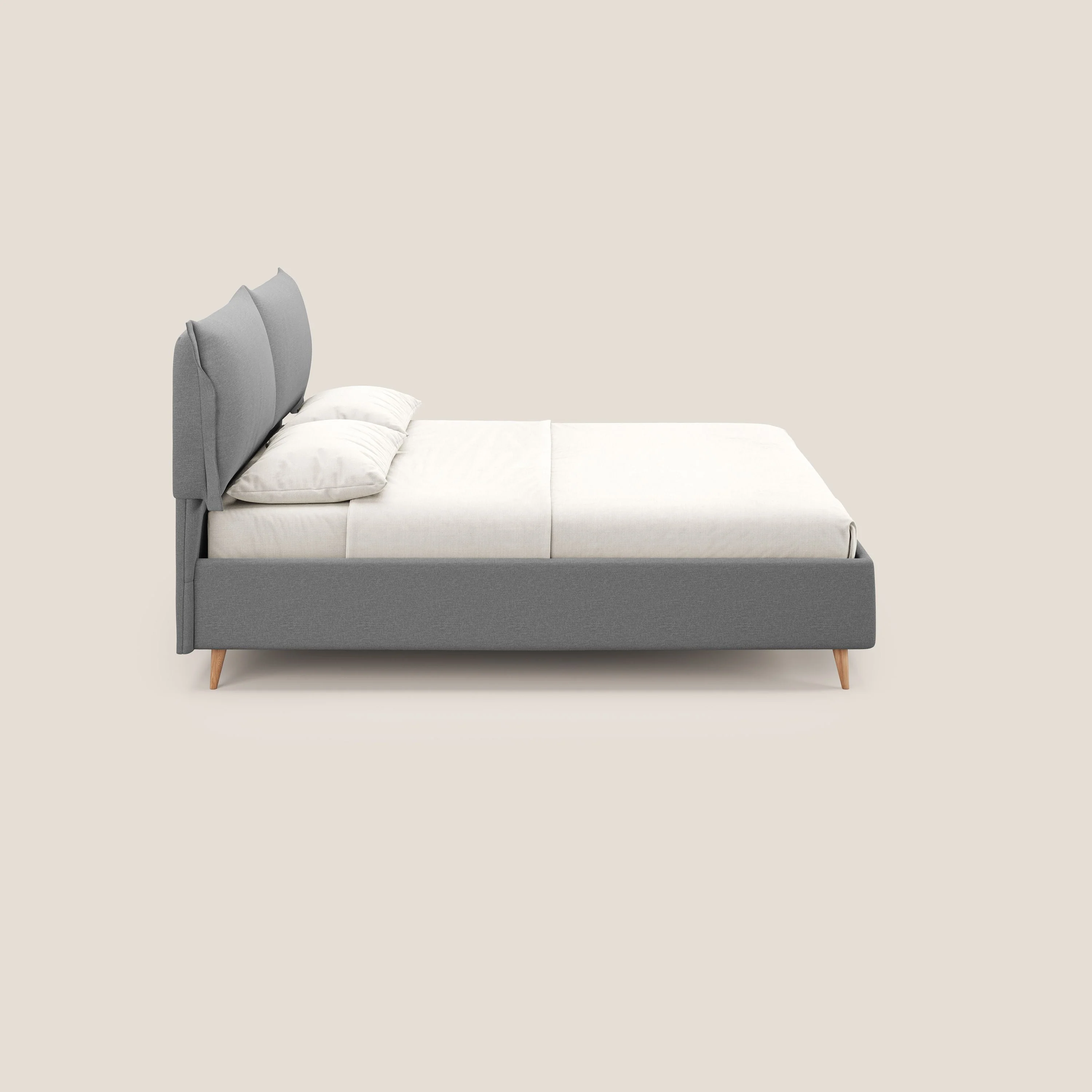 Elettra lit avec coffre de rangement déhoussable avec coussins tête de lit en tissu imperméable T13 gris - Image 4