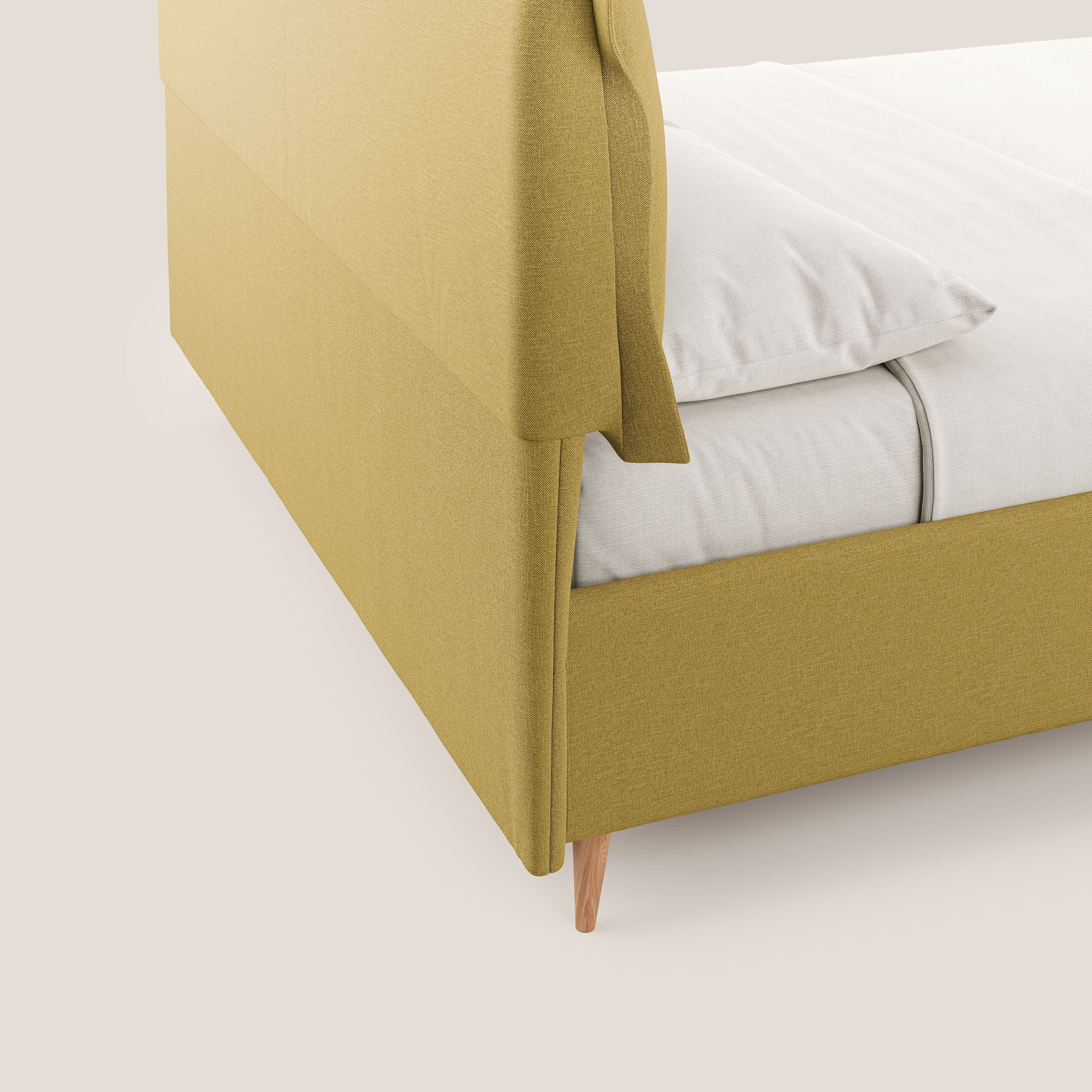Elettra lit avec coffre de rangement déhoussable avec coussins tête de lit en tissu imperméable T13 jaune - Image 8