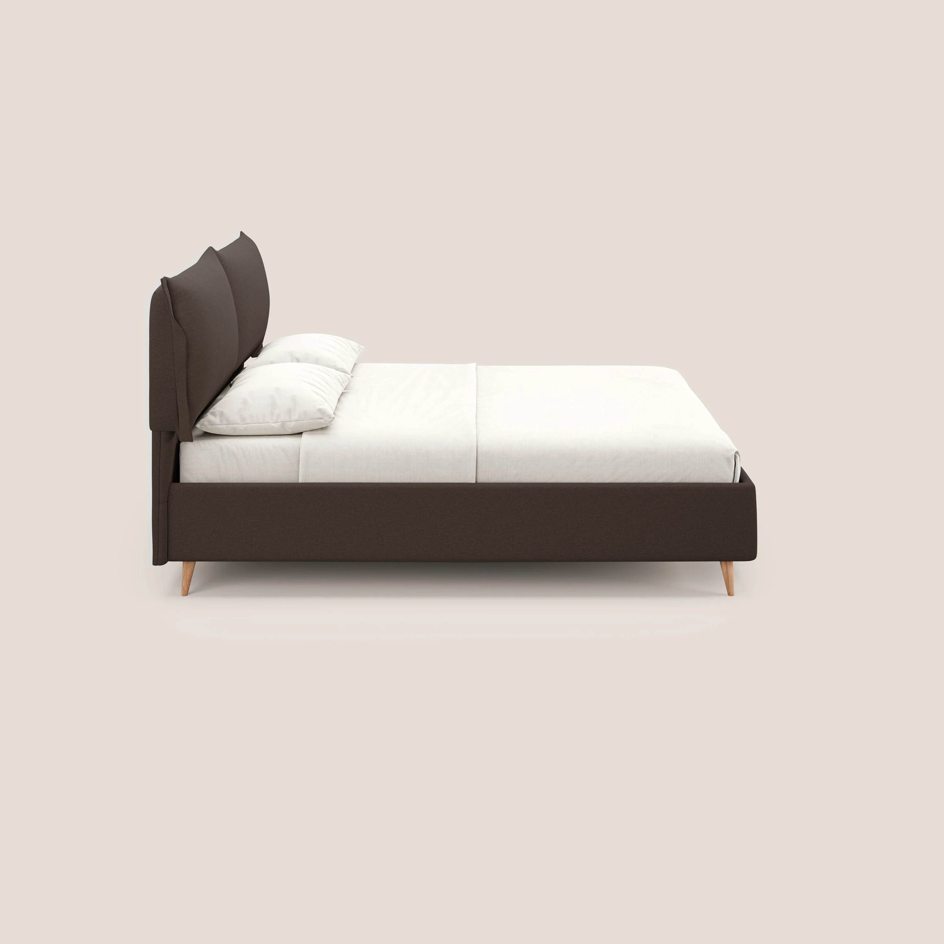 Elettra lit avec coffre de rangement dĂ©houssable avec coussins tĂȘte de lit en tissu impermĂ©able T13 marron - Image 4