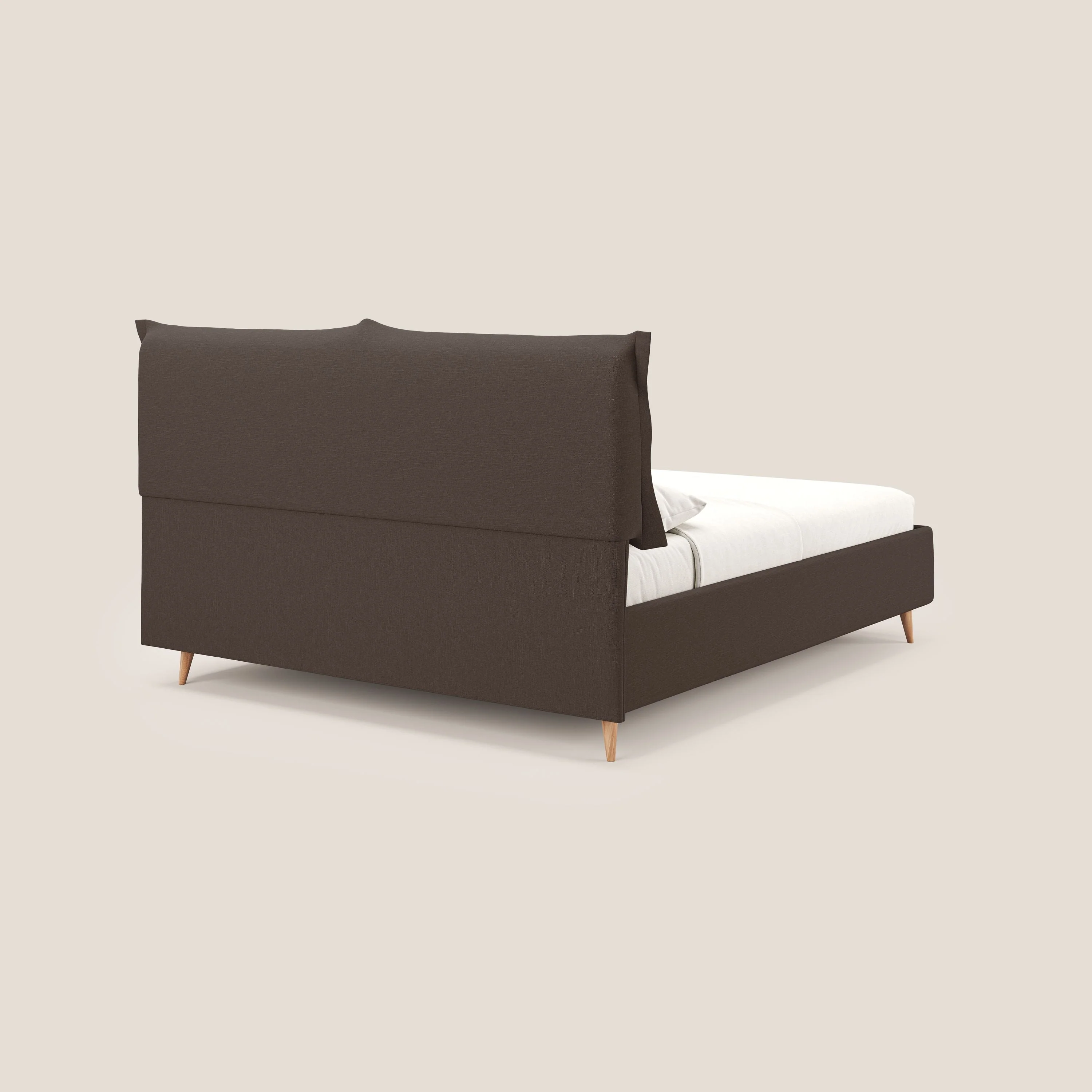 Elettra lit avec coffre de rangement dĂ©houssable avec coussins tĂȘte de lit en tissu impermĂ©able T13 marron - Image 5