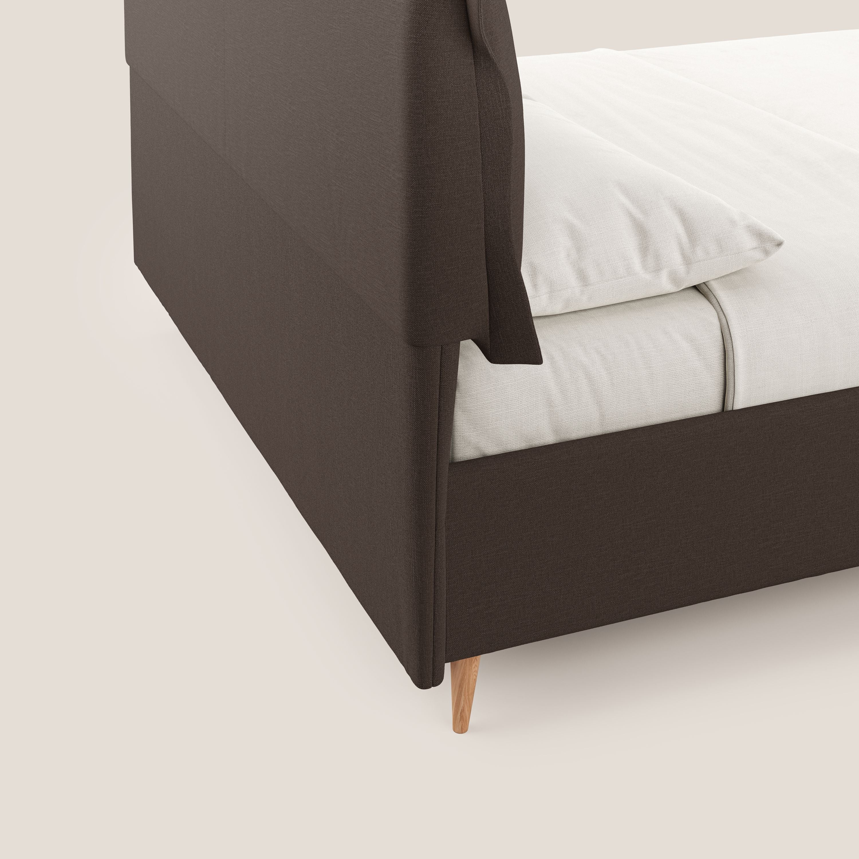 Elettra lit avec coffre de rangement dĂ©houssable avec coussins tĂȘte de lit en tissu impermĂ©able T13 marron - Image 7