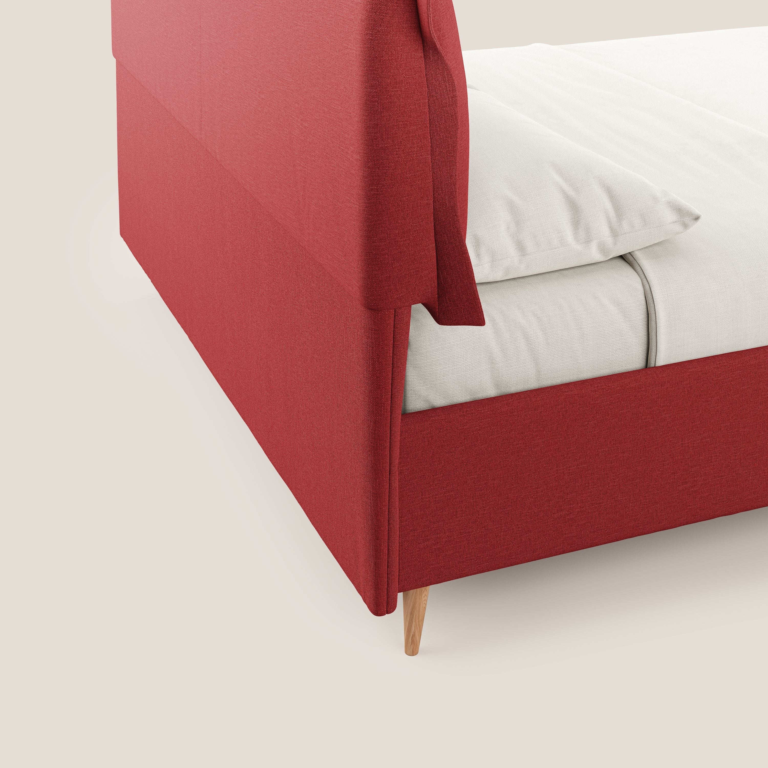 Elettra lit avec coffre de rangement déhoussable avec coussins tête de lit en tissu imperméable T13 rouge - Image 7