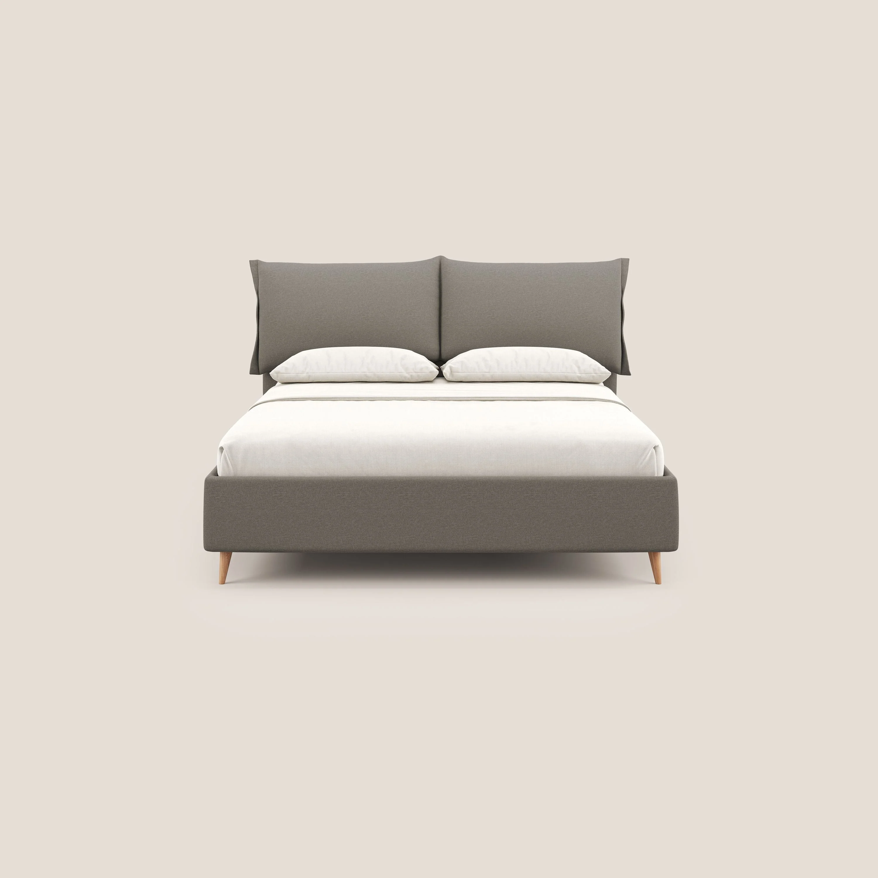 Elettra lit avec coffre de rangement déhoussable avec coussins tête de lit en tissu imperméable T13 Taupe tortora - Image 3
