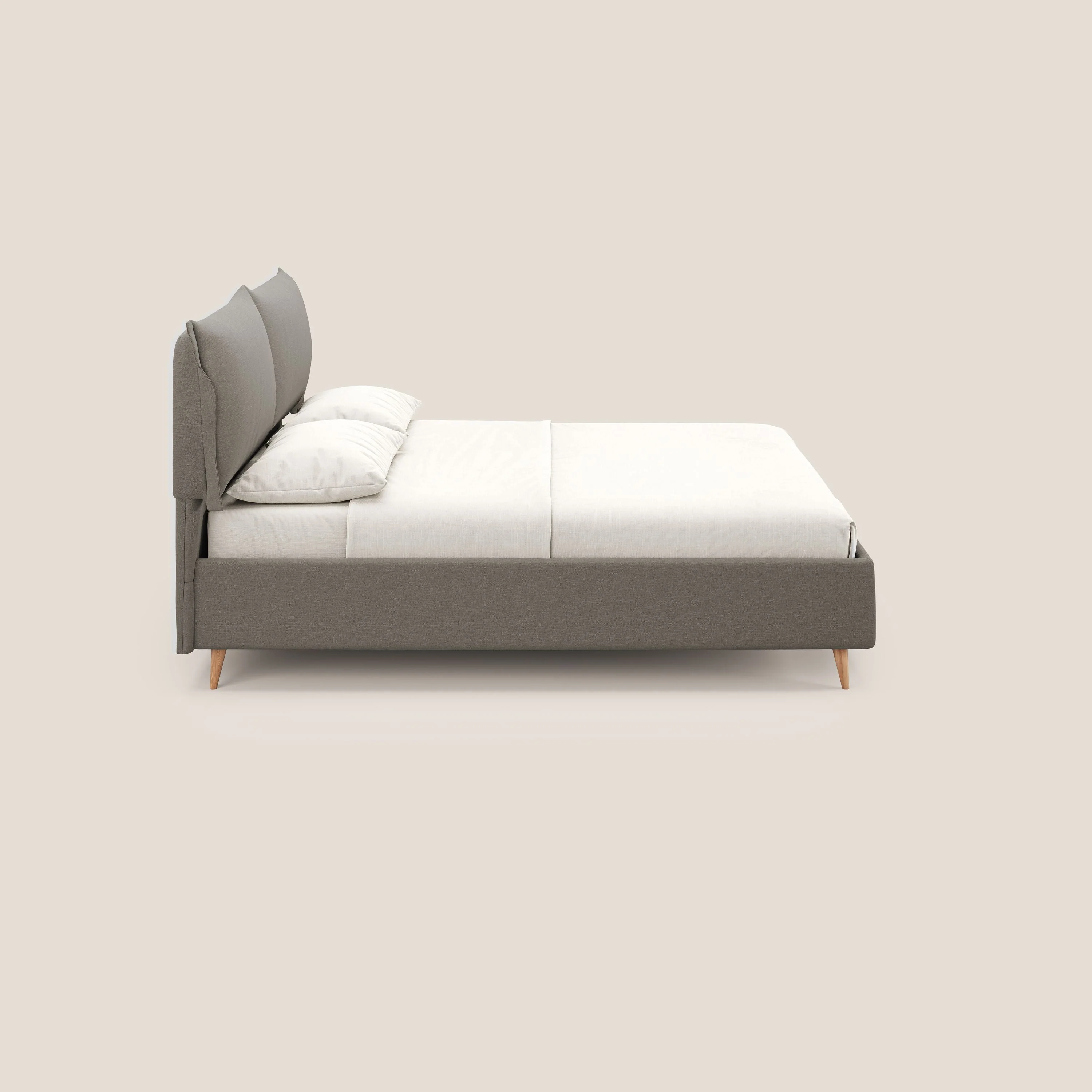 Elettra lit avec coffre de rangement déhoussable avec coussins tête de lit en tissu imperméable T13 Taupe tortora - Image 4