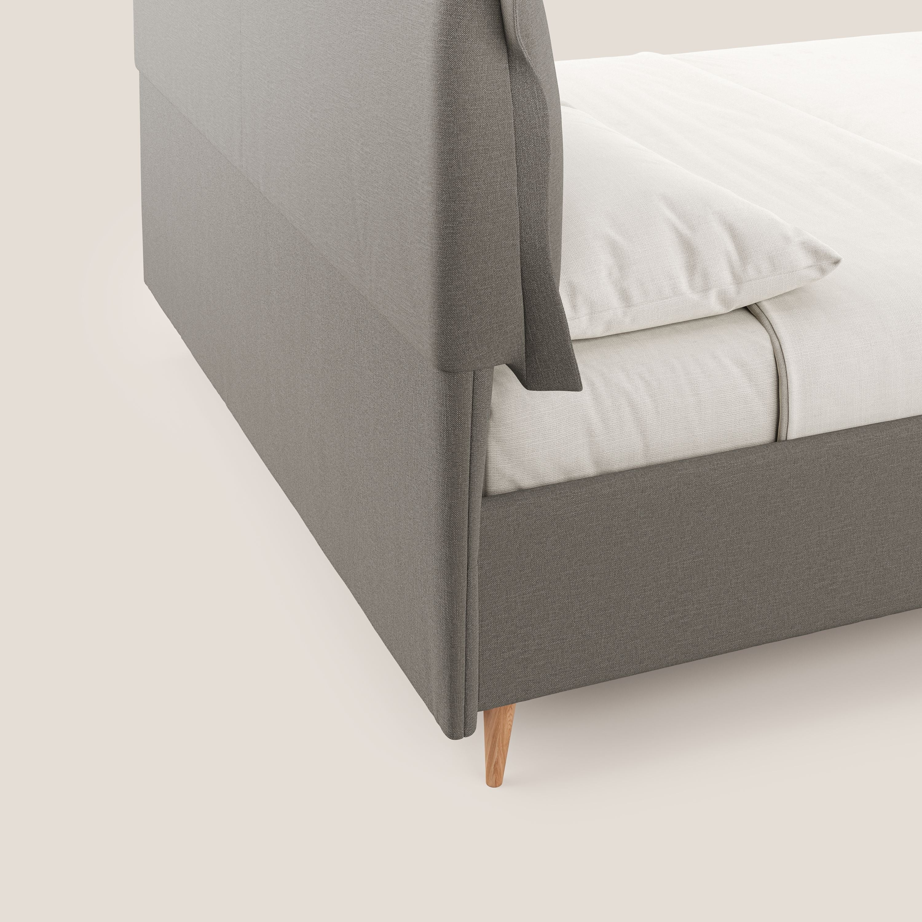 Elettra lit avec coffre de rangement déhoussable avec coussins tête de lit en tissu imperméable T13 Taupe tortora - Image 7