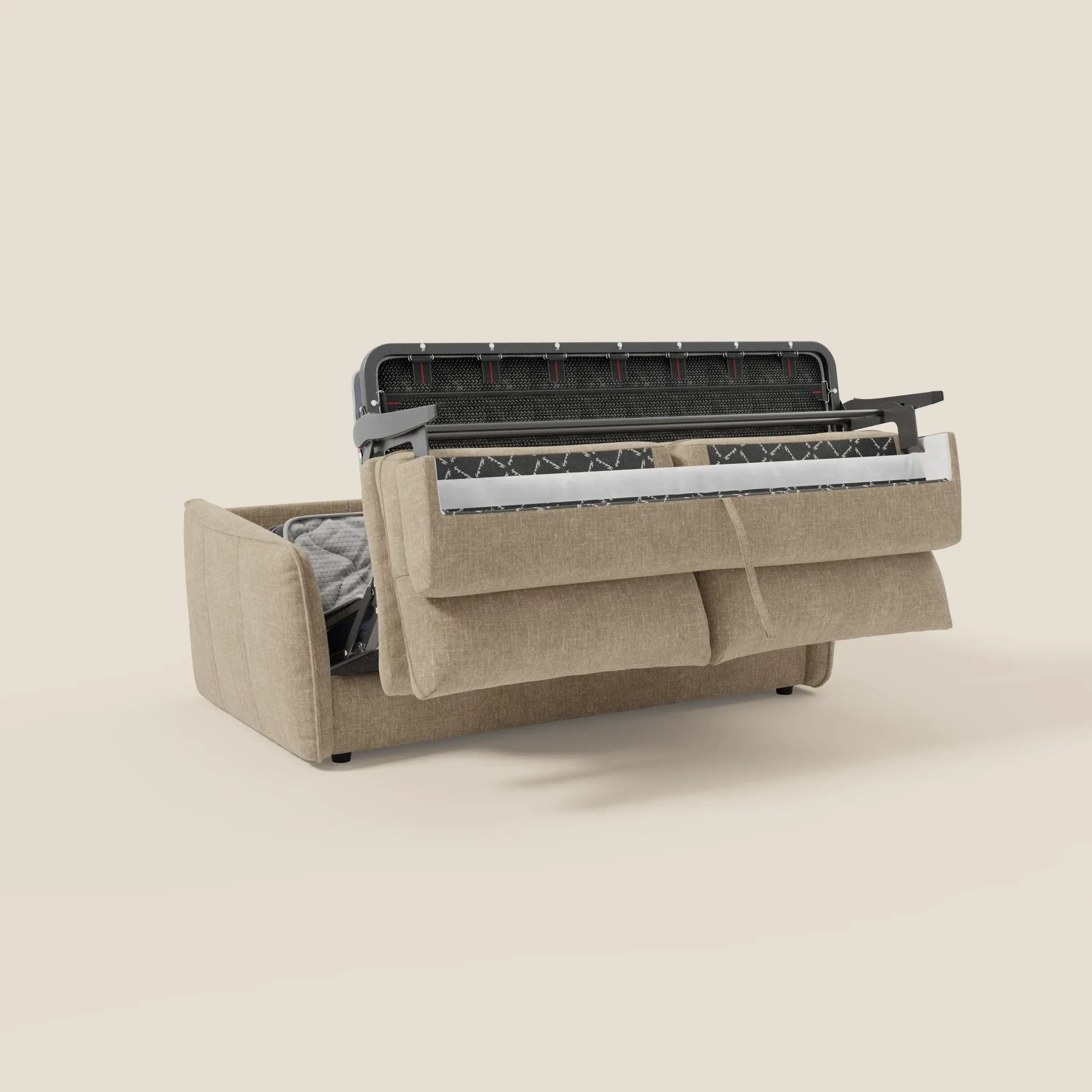 Elios Canapé convertible avec coussins de dossier souples en tissu détachable T24 beige - Image 10