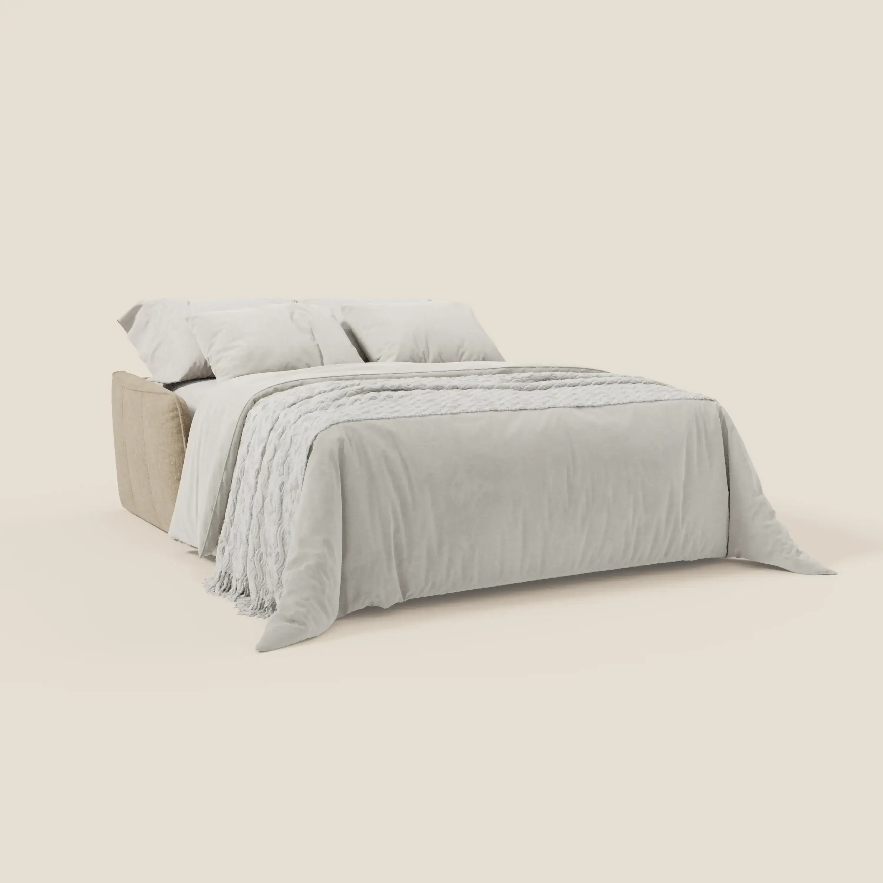 Elios Canapé convertible avec coussins de dossier souples en tissu détachable T24 beige - Image 2