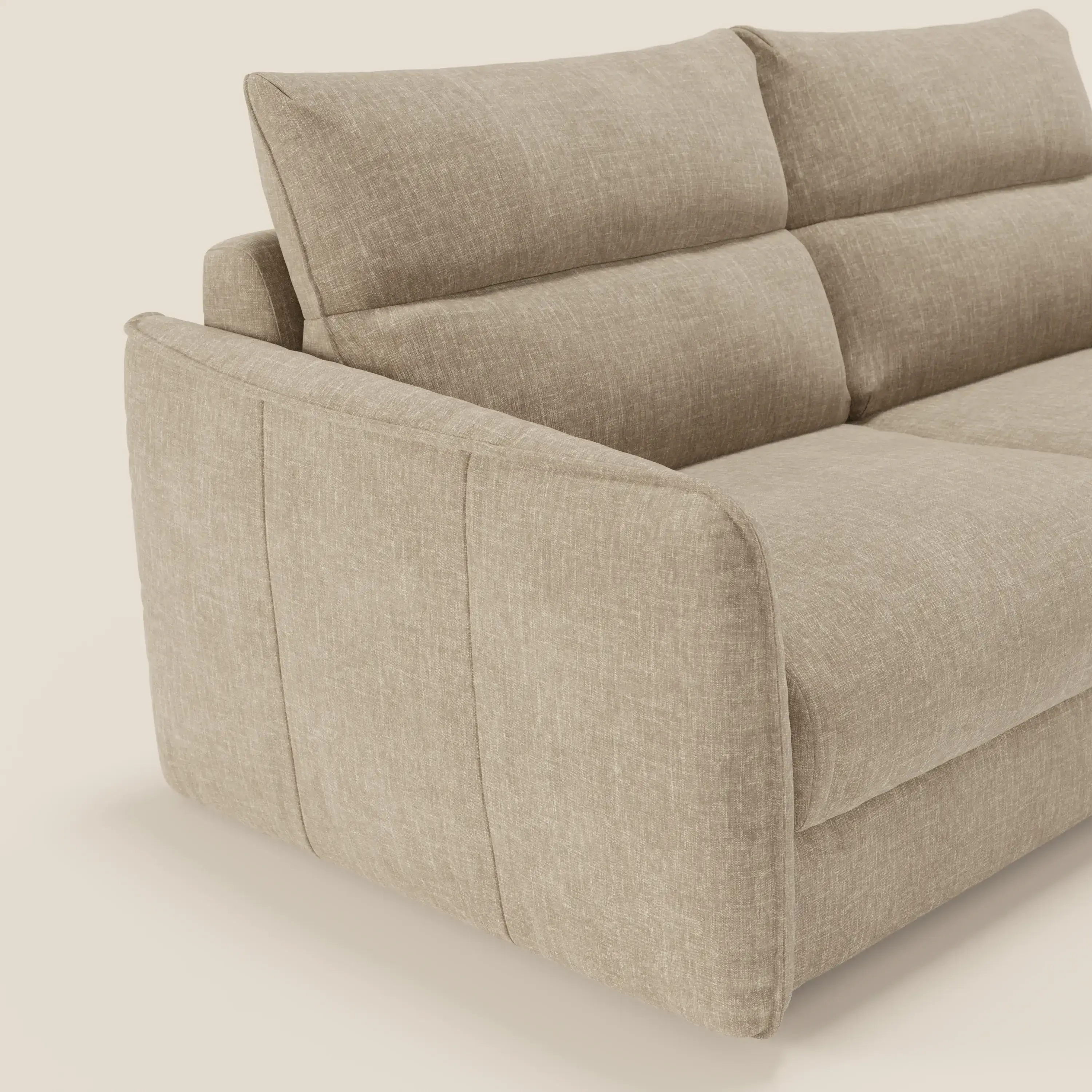 Elios Canapé convertible avec coussins de dossier souples en tissu détachable T24 beige - Image 6
