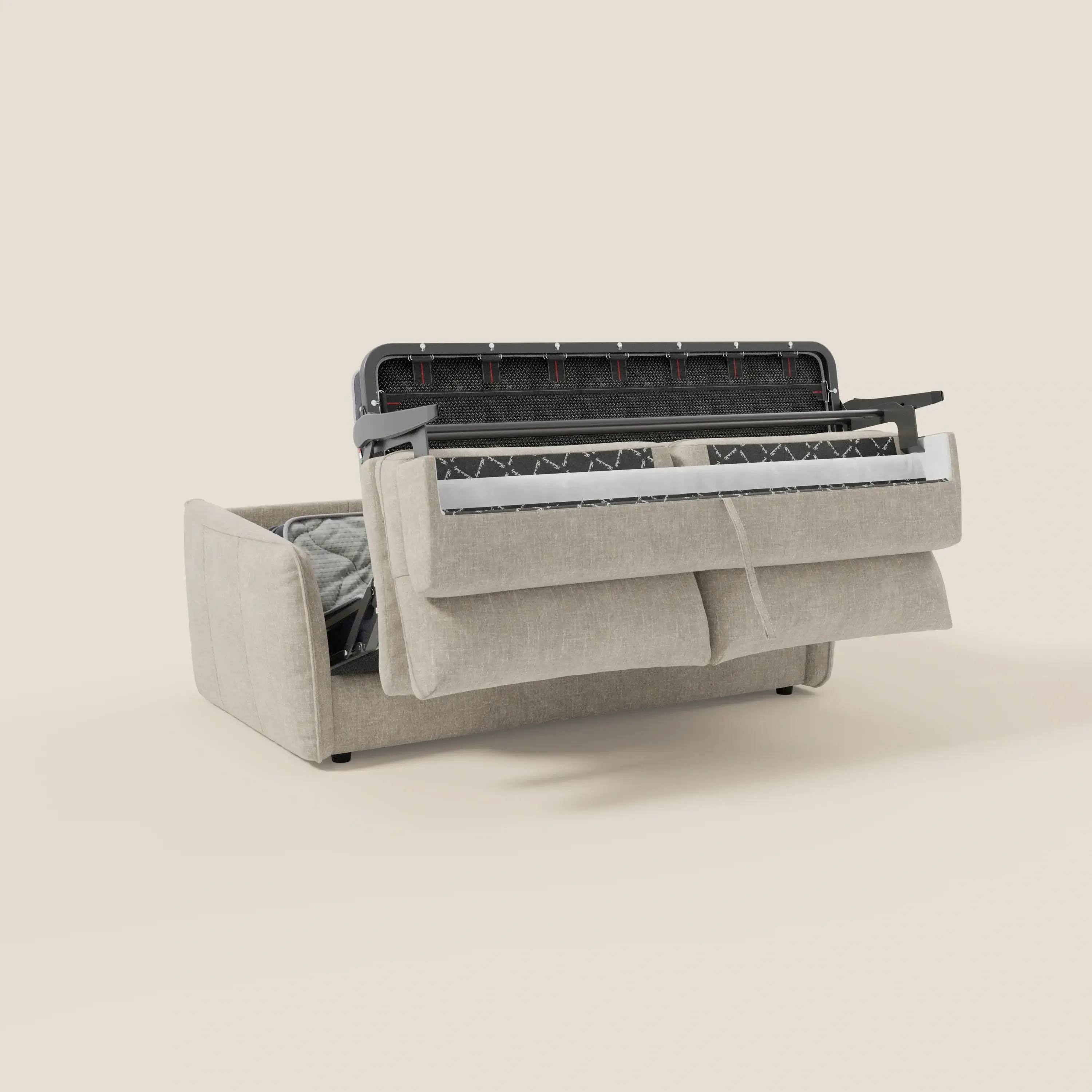 Elios Canapé convertible avec coussins de dossier souples en tissu détachable T24 blanc - Image 10