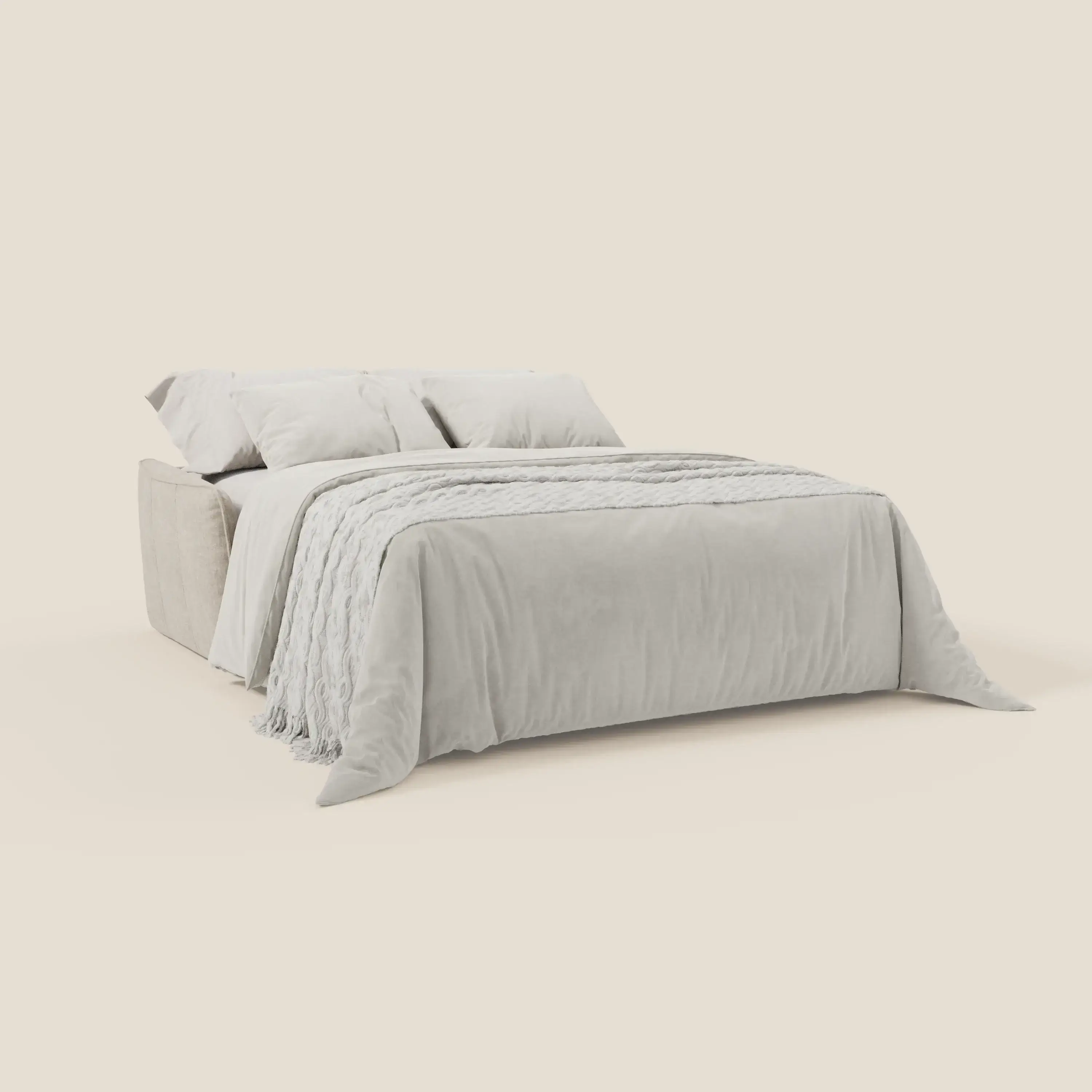 Elios Canapé convertible avec coussins de dossier souples en tissu détachable T24 blanc - Image 2