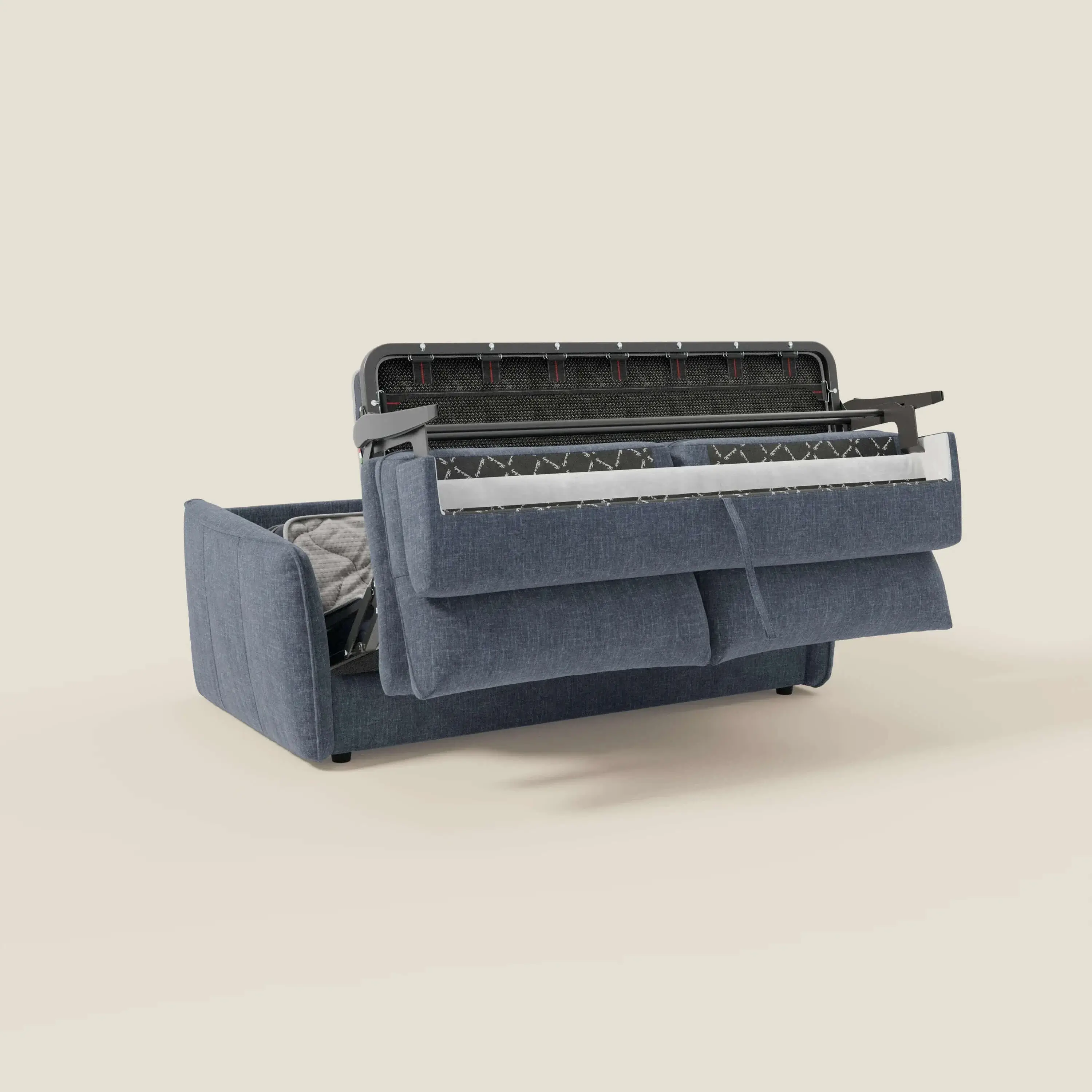 Elios Canapé convertible avec coussins de dossier souples en tissu détachable T24 bleu ardoise - Image 10